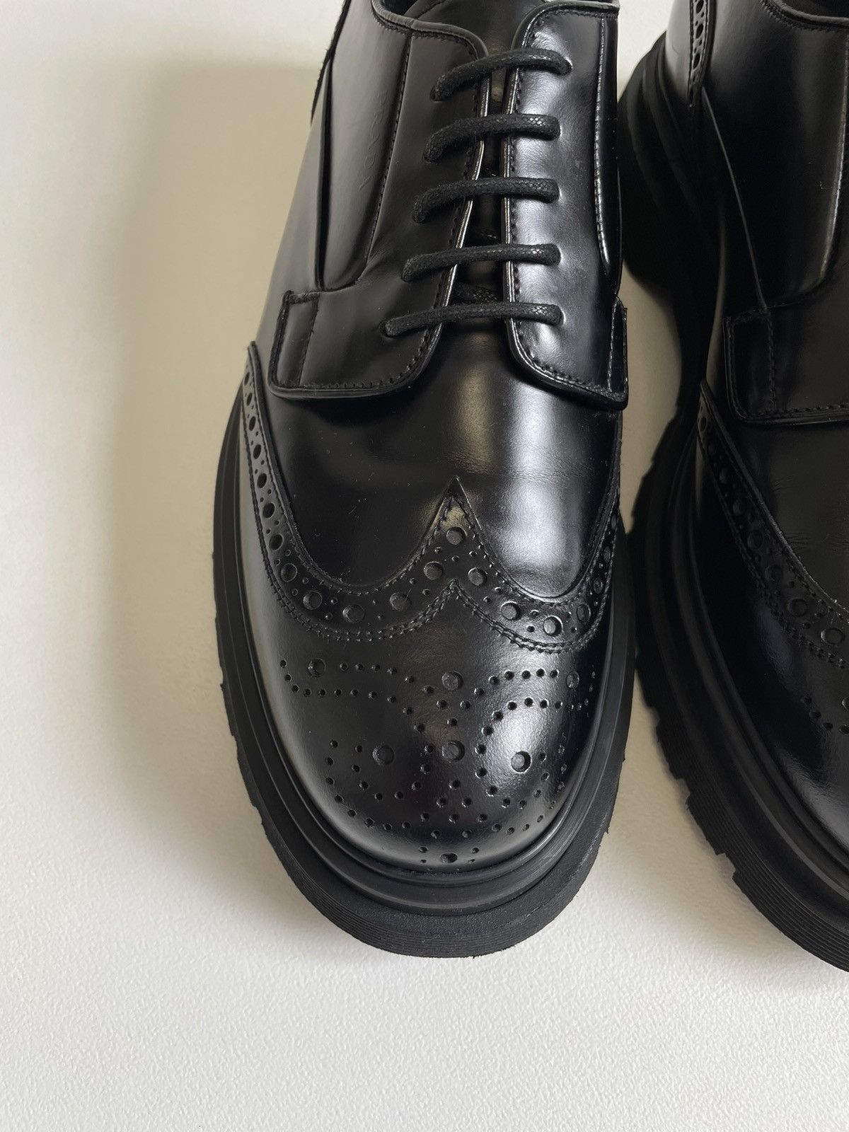 Prada A/W 19 Spazzolato Leather Brogue Shoes Size US 10 / EU 43 - 12 Thumbnail