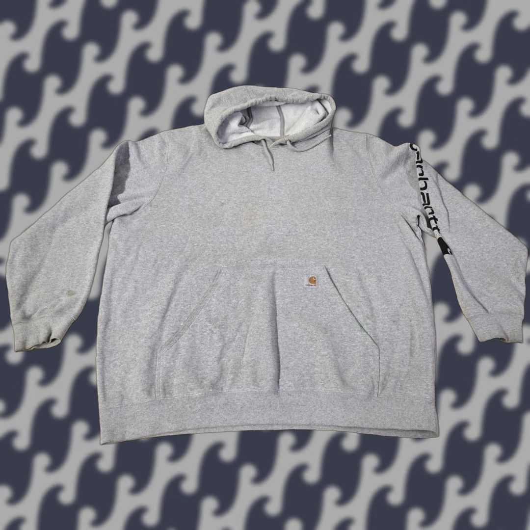Carhartt VINTAGE Carhartt Hoodie Mens 2XL Gray Original Fit Logo Sleeve Graphic Pullover Fleece Size US XXL / EU 58 / 5 - 1 Thumbnail