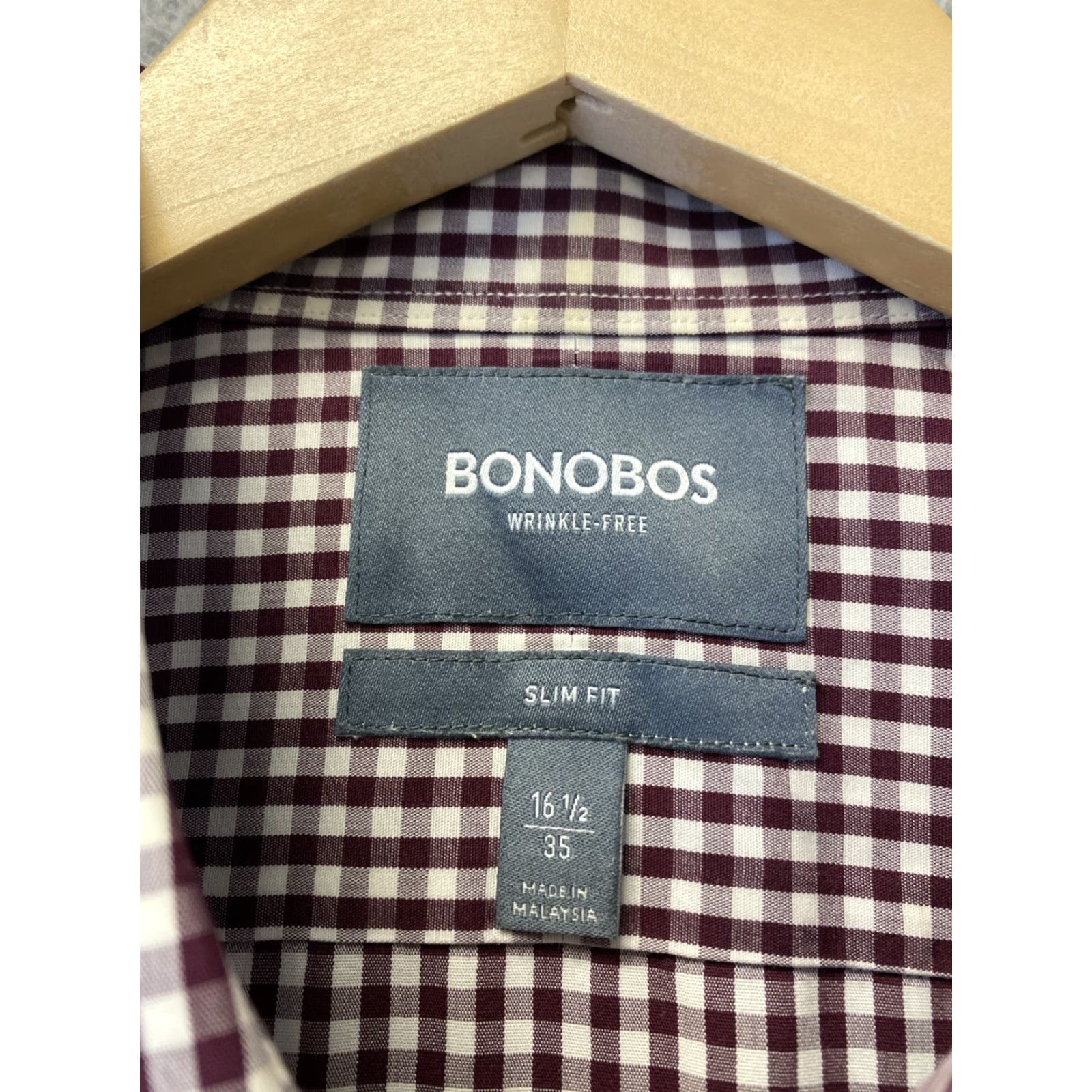 Bonobos Bonobos Shirt Button-Up Long Sleeve Red Slim Fit M Cotton Check Classic Preppy Mens Size US M / EU 48-50 / 2 - 4 Thumbnail