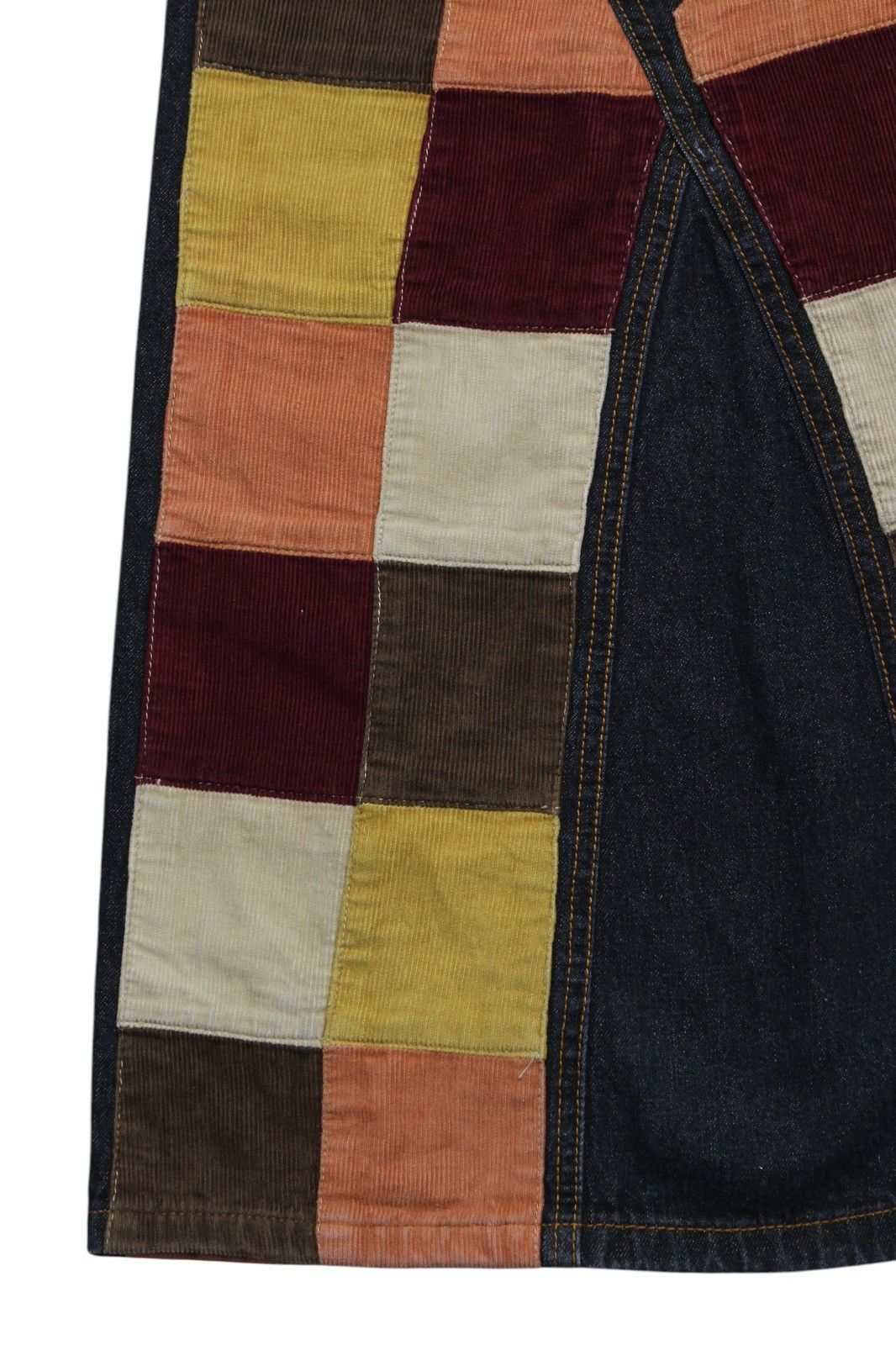 Japanese Brand DU COURAGE PATCHWORK CORDUROY DENIM SKIRTS ( BEBE CO ) Size 31" - 4 Thumbnail