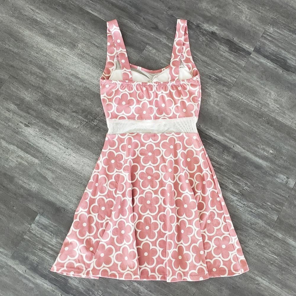 Designer Pink White Floral LR Babydoll Mini Size S / US 4 / IT 40 - 2 Thumbnail