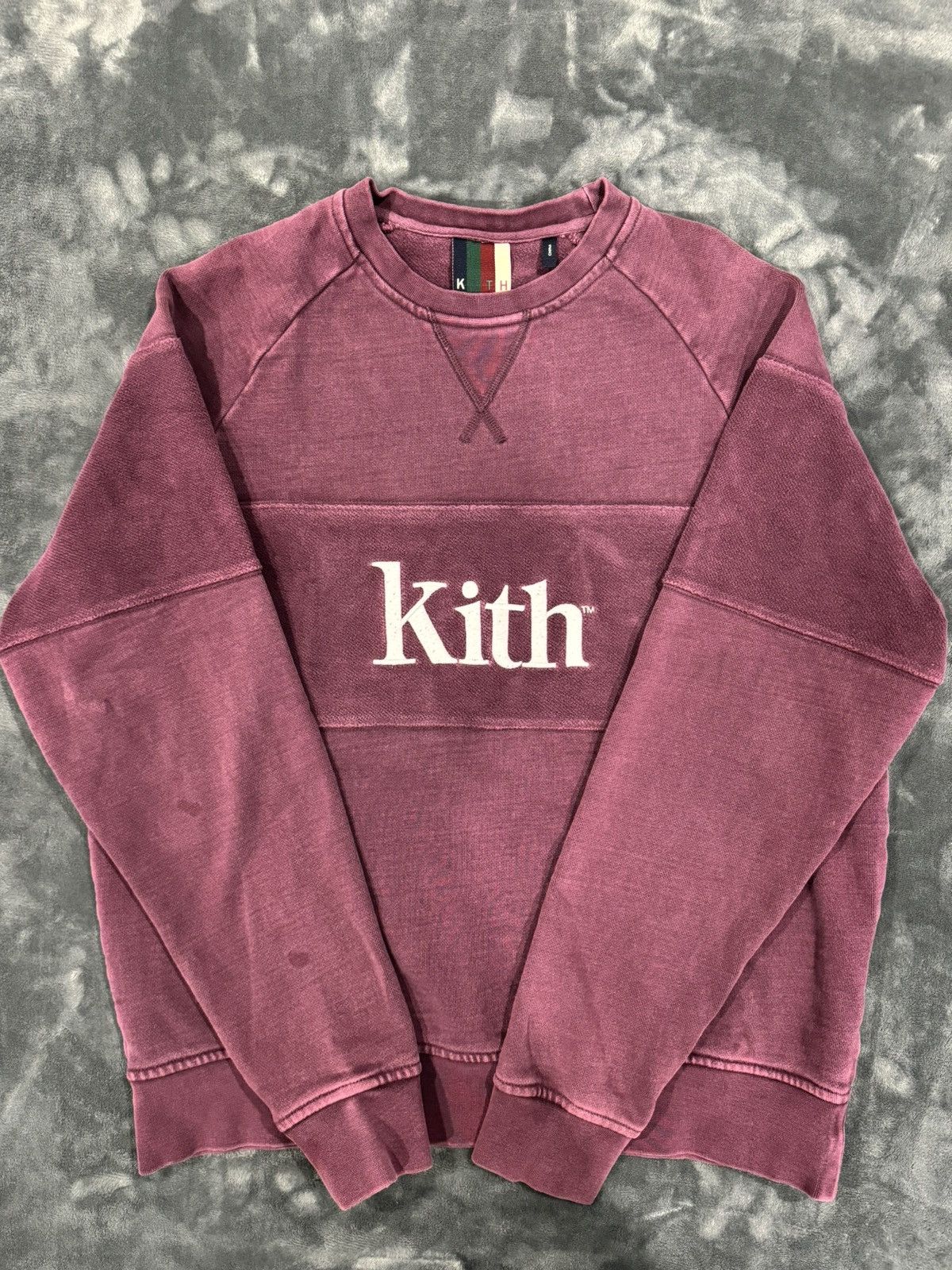 image of Kith Paneled Crewneck in Burgundy, Men's (Size Small)