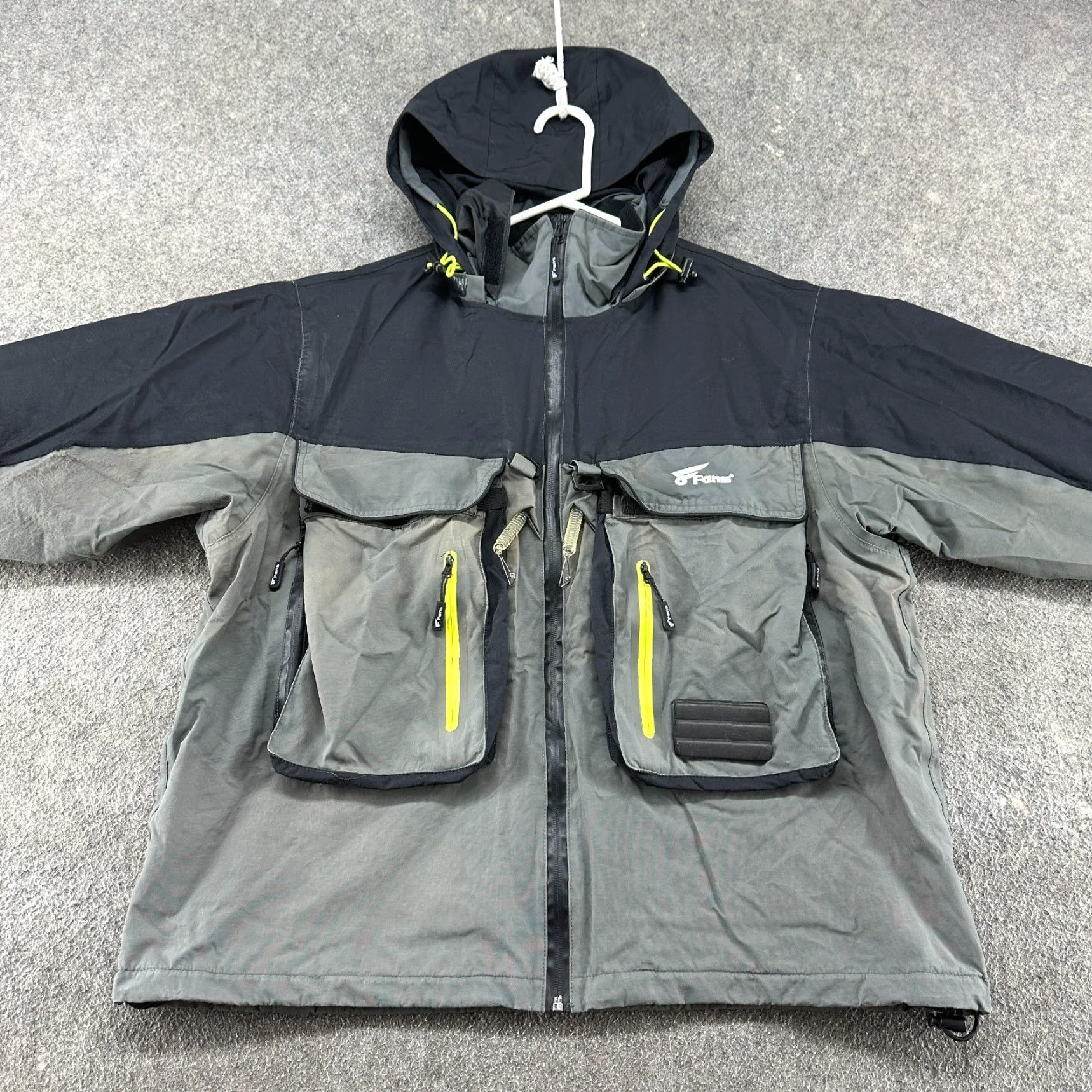 Vintage 8 Fans Wading Fishing Jacket Mens L Gray Parka Lined Hooded Cargo Tackle Utility Pocket Size US L / EU 52-54 / 3 - 3 Thumbnail