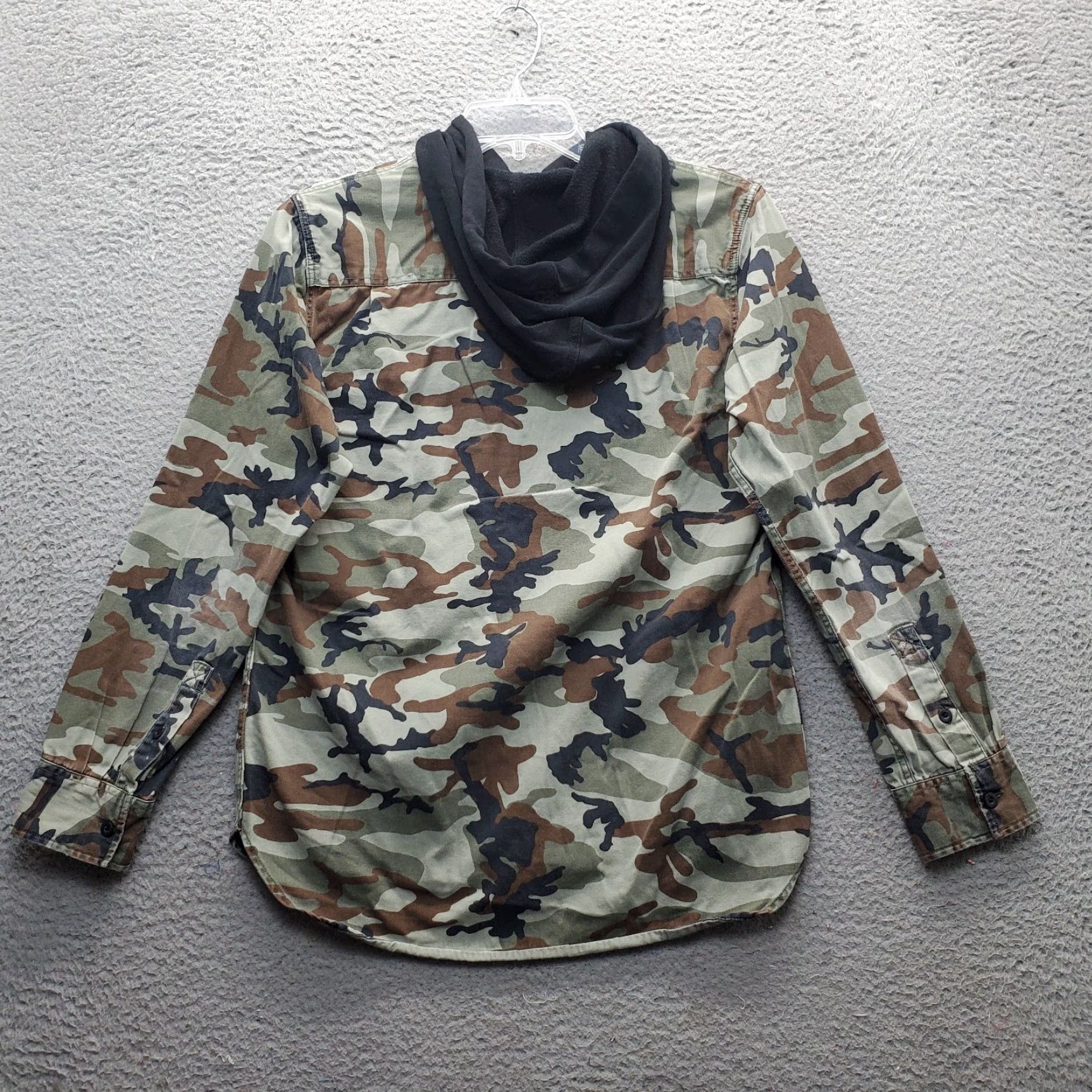Pacsun PacSun Hooded Shirt Mens S Multi Camouflage Cotton Drawstring Button Up Size US S / EU 44-46 / 1 - 2 Thumbnail