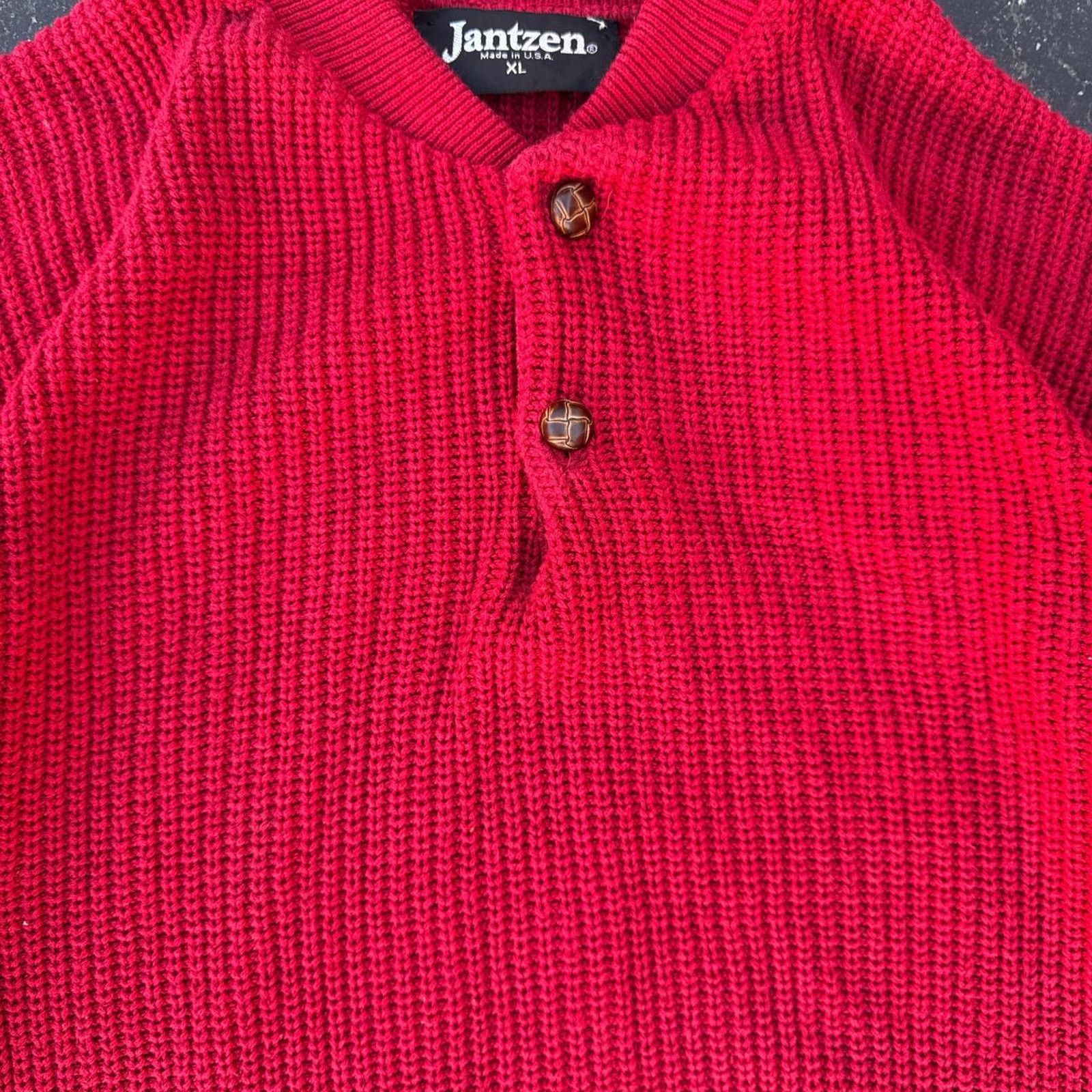 Jantzen Vintage 90s Jantzen Red Collared Sweater – Size XL Size XL / US 12-14 / IT 48-50 - 3 Thumbnail