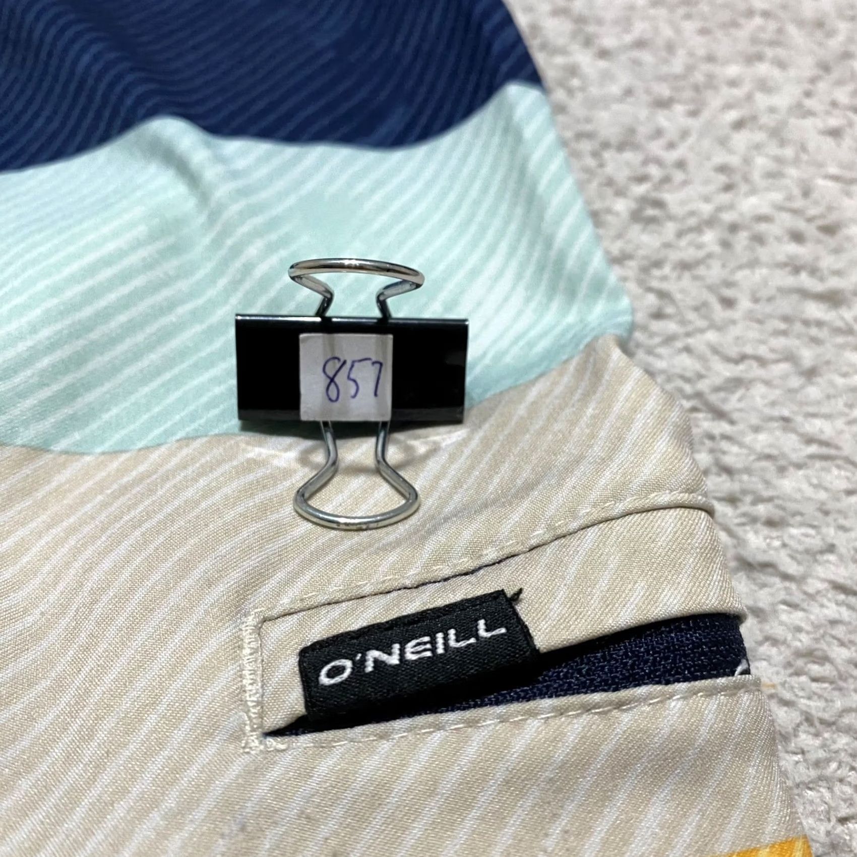 O'Neill O'Neill Mens Board Shorts Multicolor Striped 34 Bermuda Inseam 9" Quick Dry Pockets Logo Zip Mens Size US 34 / EU 50 - 8 Thumbnail