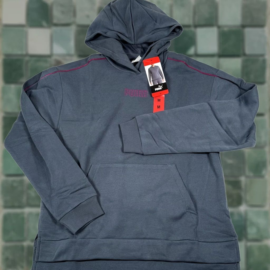 Puma Puma Hoodie Medium Blue Fleece Pullover Sweatshirt Athleisure Kangaroo Pocket Winter Womens Size M / US 6-8 / IT 42-44 - 1 Thumbnail