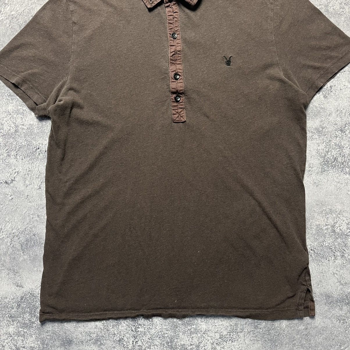 Allsaints Vintage Allsaints Brown Polo Shirt Streetwear Y2K Designer Size US M / EU 48-50 / 2 - 3 Thumbnail