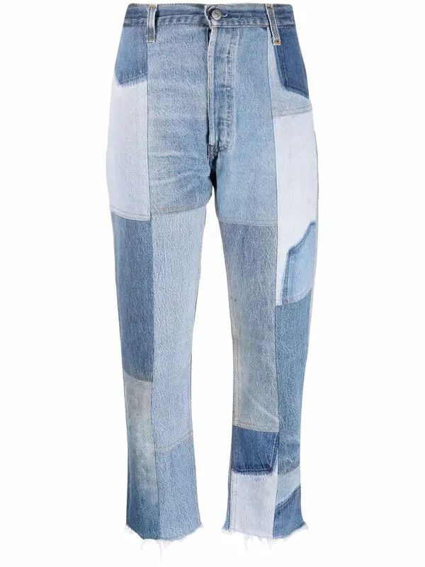 RE/DONE o1mle0425 705 Patched Jeans in Blue Size 25" / US 0 / IT 36 - 1 Thumbnail