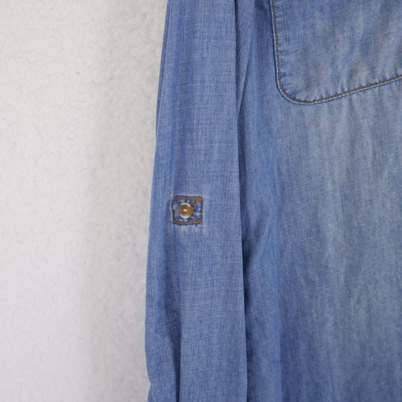 Chicos Chico's 2P Petite Blue Lyocell Denim Collared Button Front S Size XS / US 0-2 / IT 36-38 - 2 Thumbnail