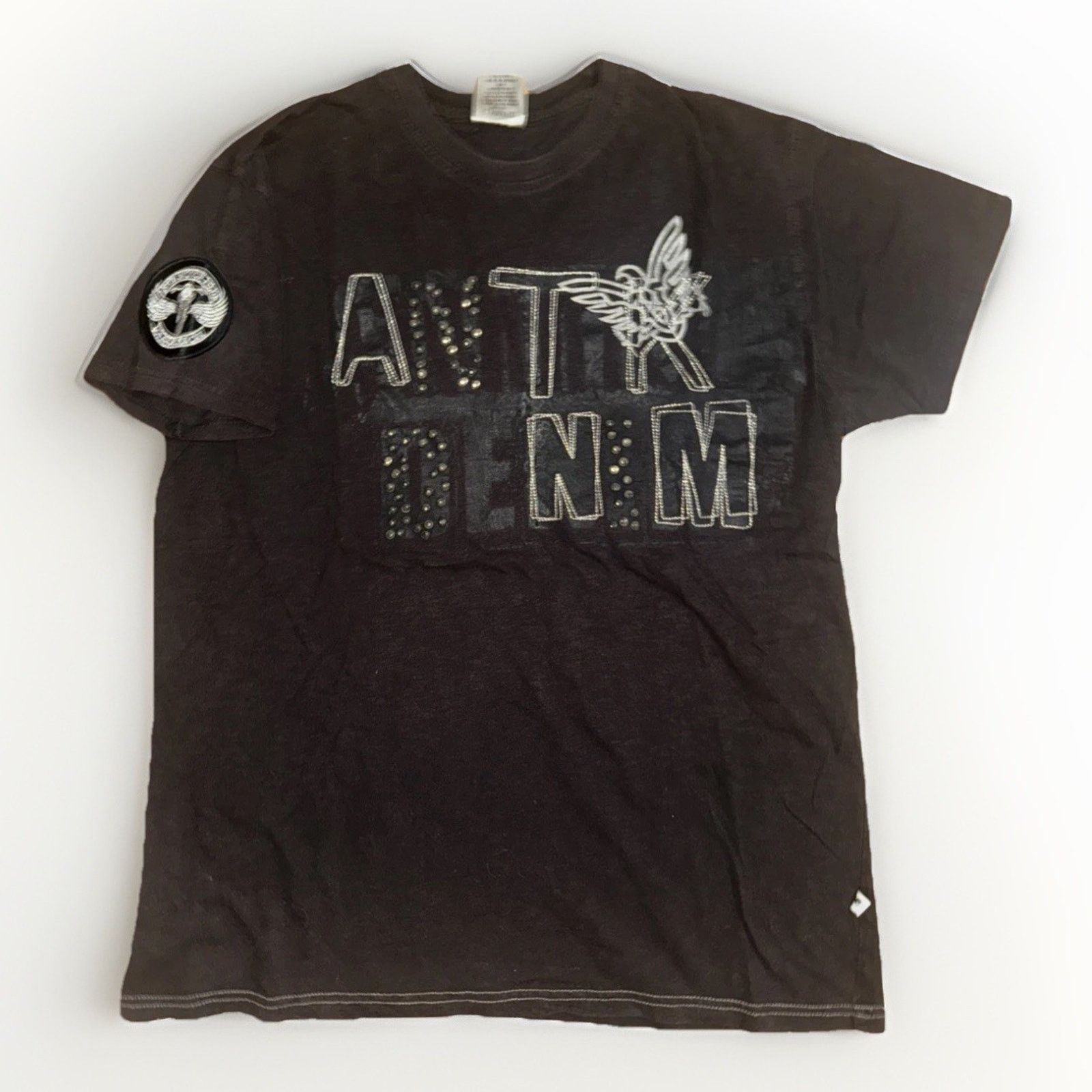 Vintage Vintage Anti Denim Y2K Rhinestone T-Shirt Black XXL 22x29 Size US XXL / EU 58 / 5 - 1 Thumbnail
