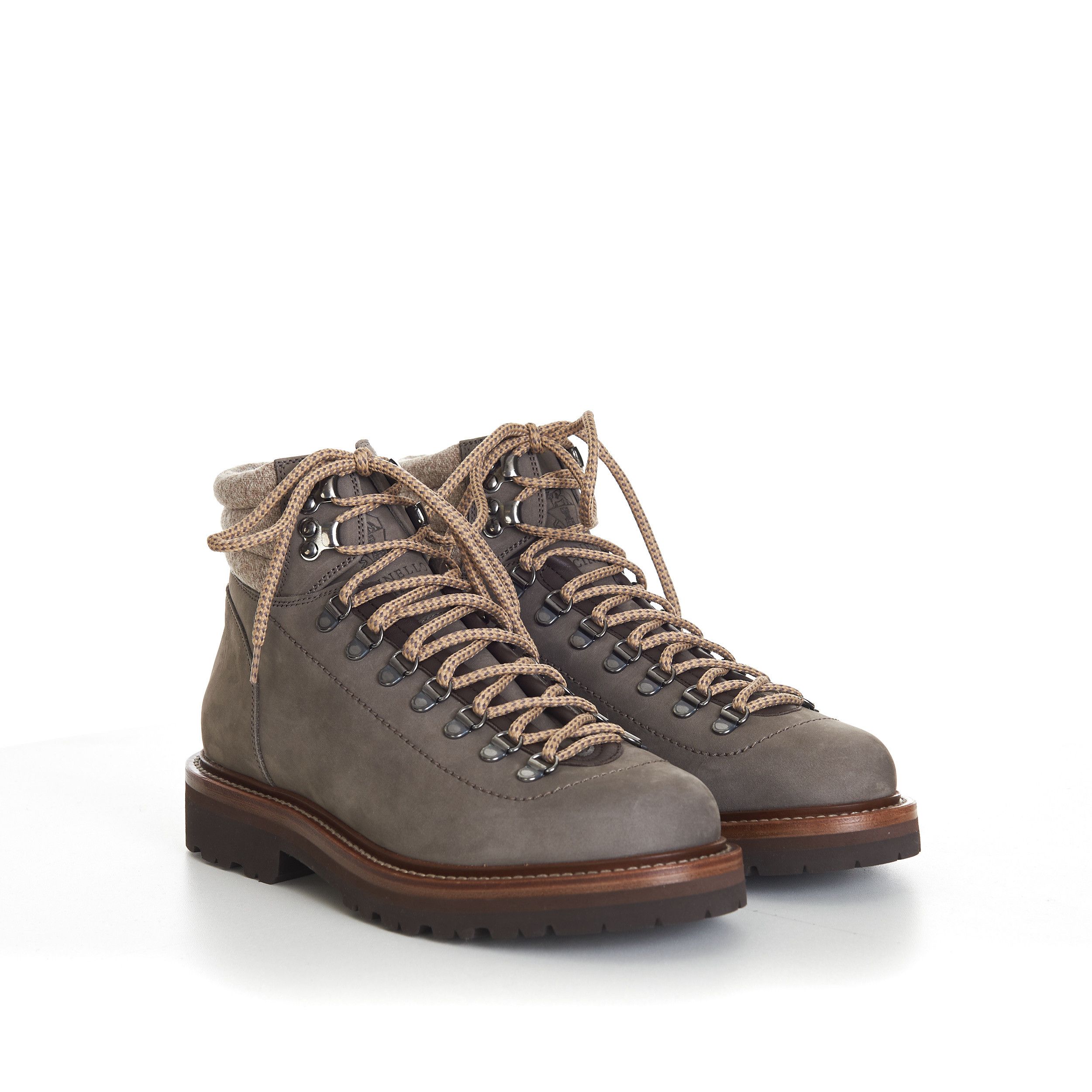Brunello Cucinelli Nubuck Mountain-Style Boots With Wool Diagonal Insert Size US 7 / EU 40 - 1 Thumbnail