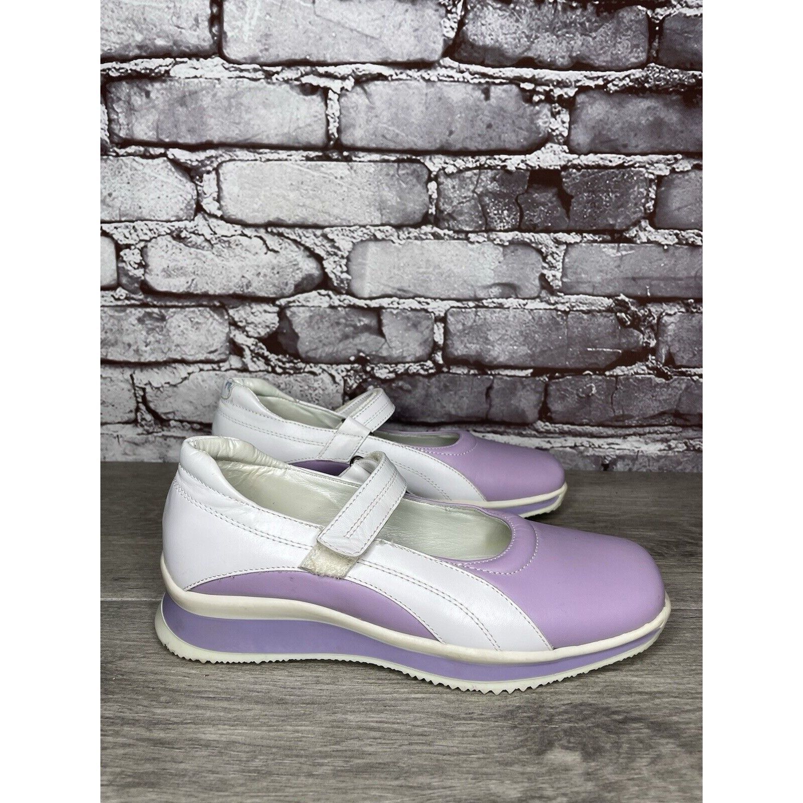 Other Halogen Purple Leather White MaryJane Strap Wedge Comfort Sh Size US 6 / IT 36 - 3 Thumbnail