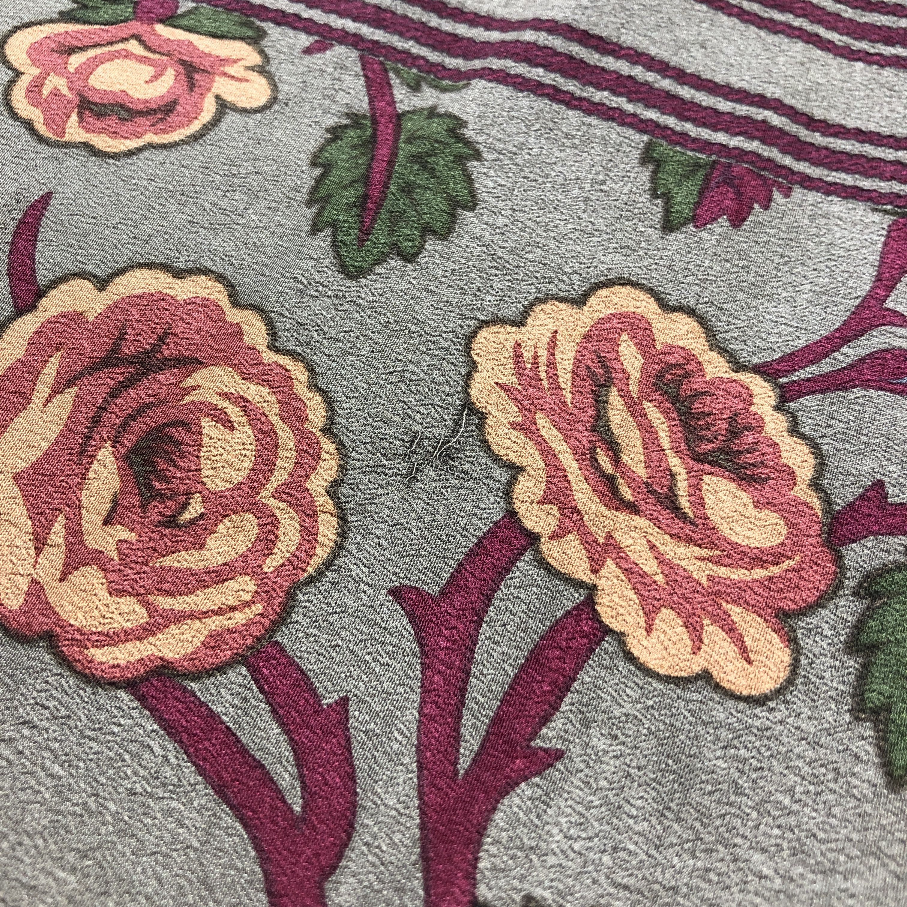 Calvin Klein Vintage Calvin Klein Floral Hand Rolled Silk Scarf M1292 Size ONE SIZE - 6 Thumbnail