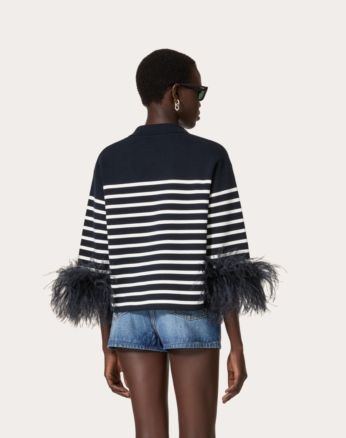 Valentino o1s1wg110525 Cotton Jumper With Feathers in Multicolor Size M / US 6-8 / IT 42-44 - 4 Thumbnail