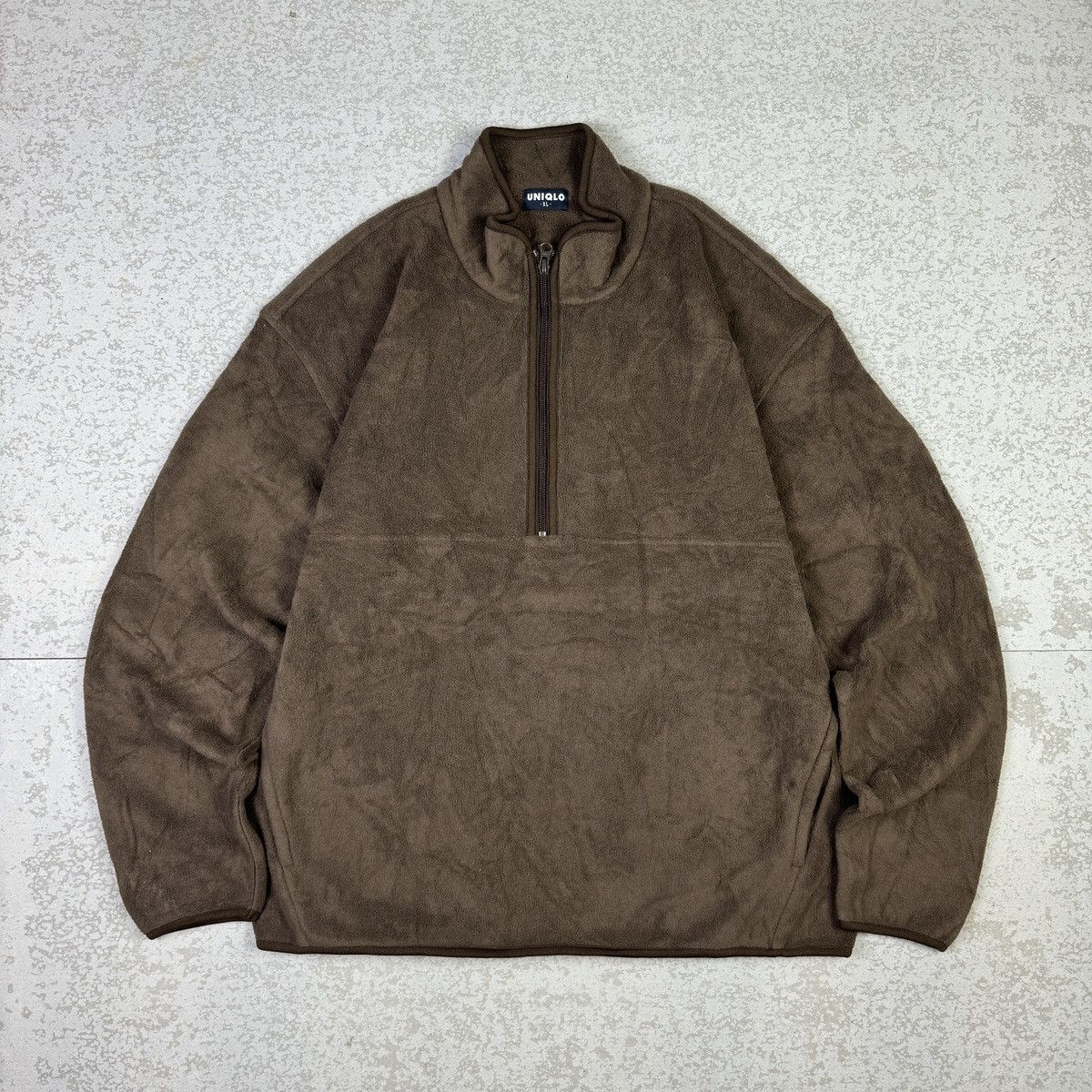 Japanese Brand 💥Vintage Uniqlo Half Zipper Brown Fleece Jacket Size US XL / EU 56 / 4 - 1 Thumbnail