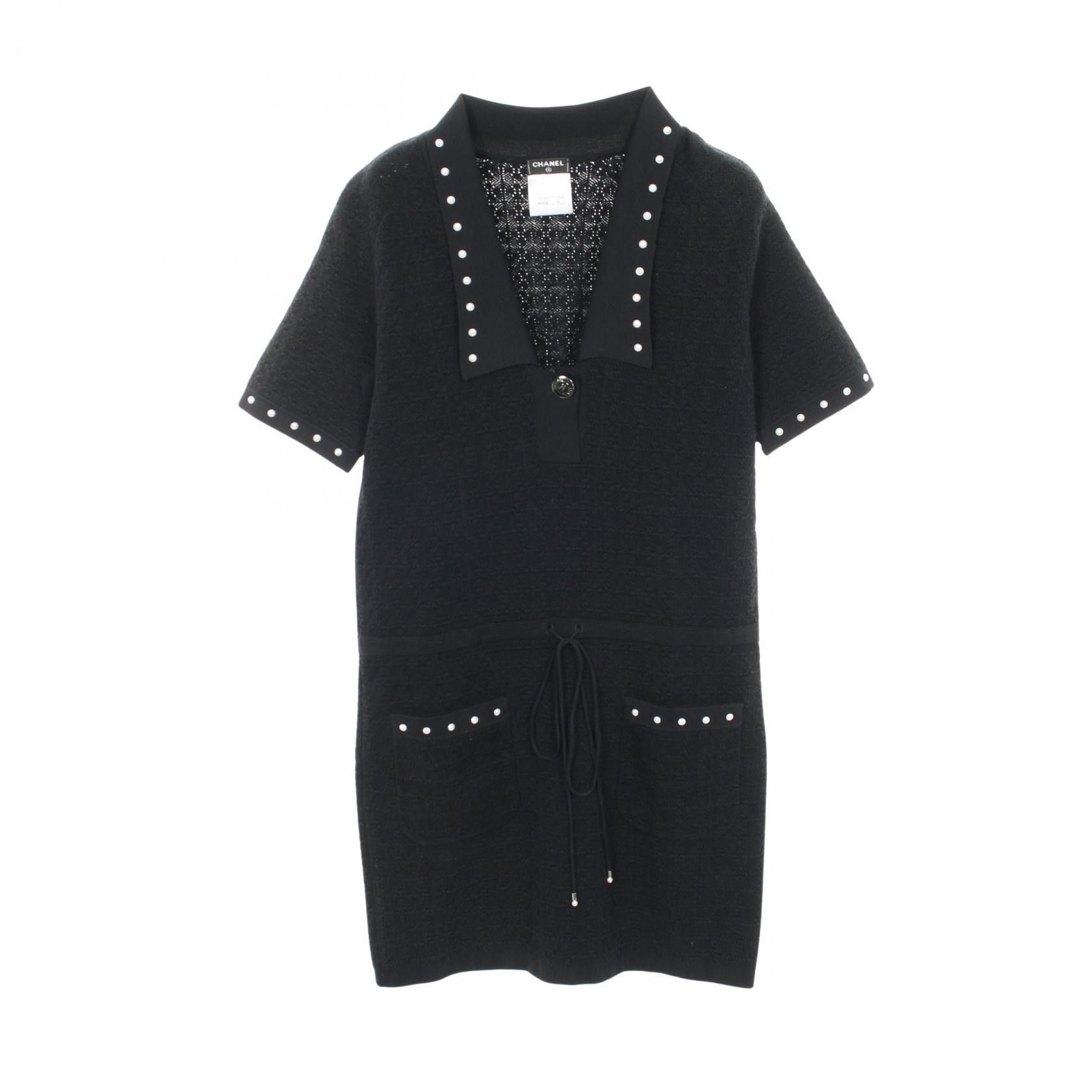 Chanel Chanel Chanel Coco Mark Button Pearl Cotton Nylon Dress Textile Dresses P53686K07000 DUTY FREE for USA Size ONE SIZE - 1 Thumbnail