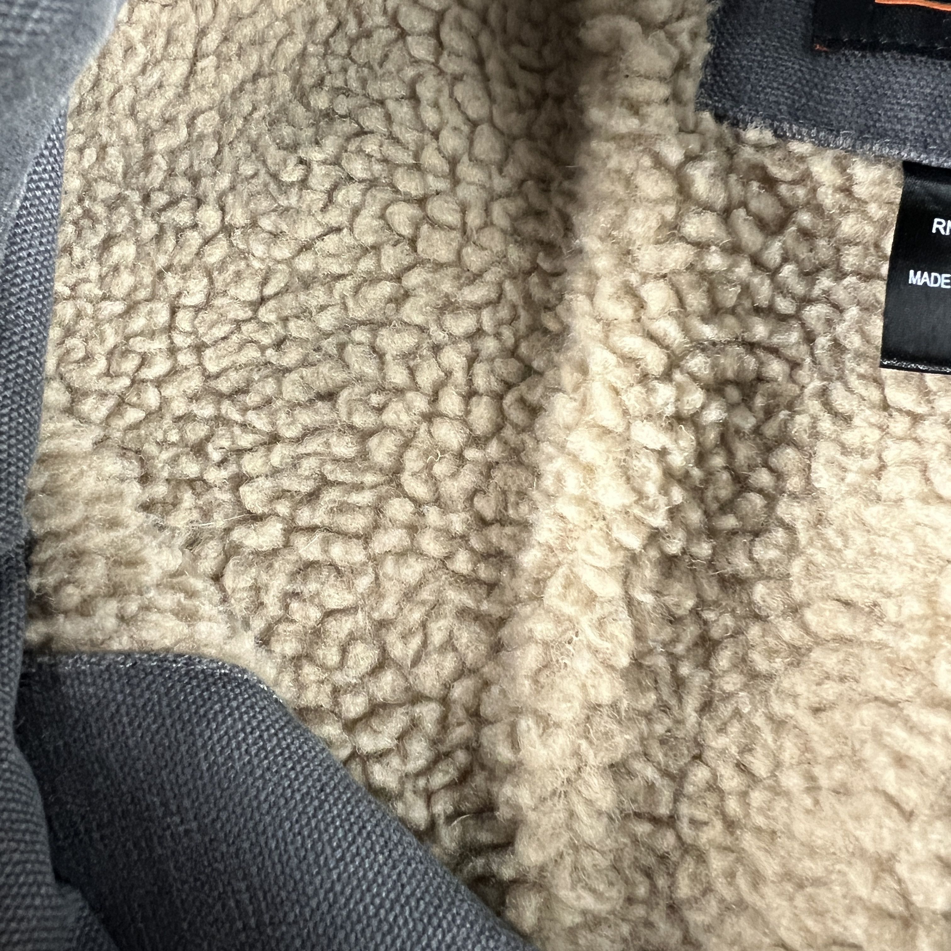 Walls Canvas Chore Jacket Grey Faded Sherpa Lined Full Zip