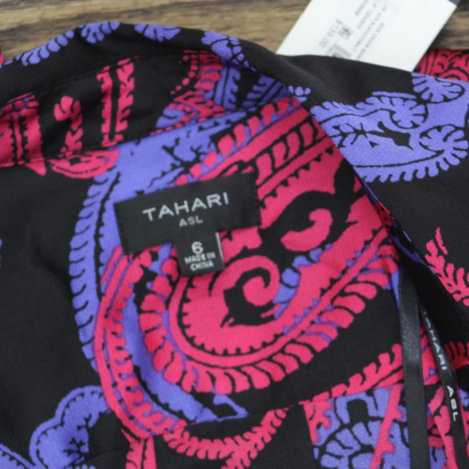 Other Nwt Tahari Asl Faux-wrap Dress Dem643-t4 Black Cobalt 6 Size M / US 6-8 / IT 42-44 - 4 Thumbnail