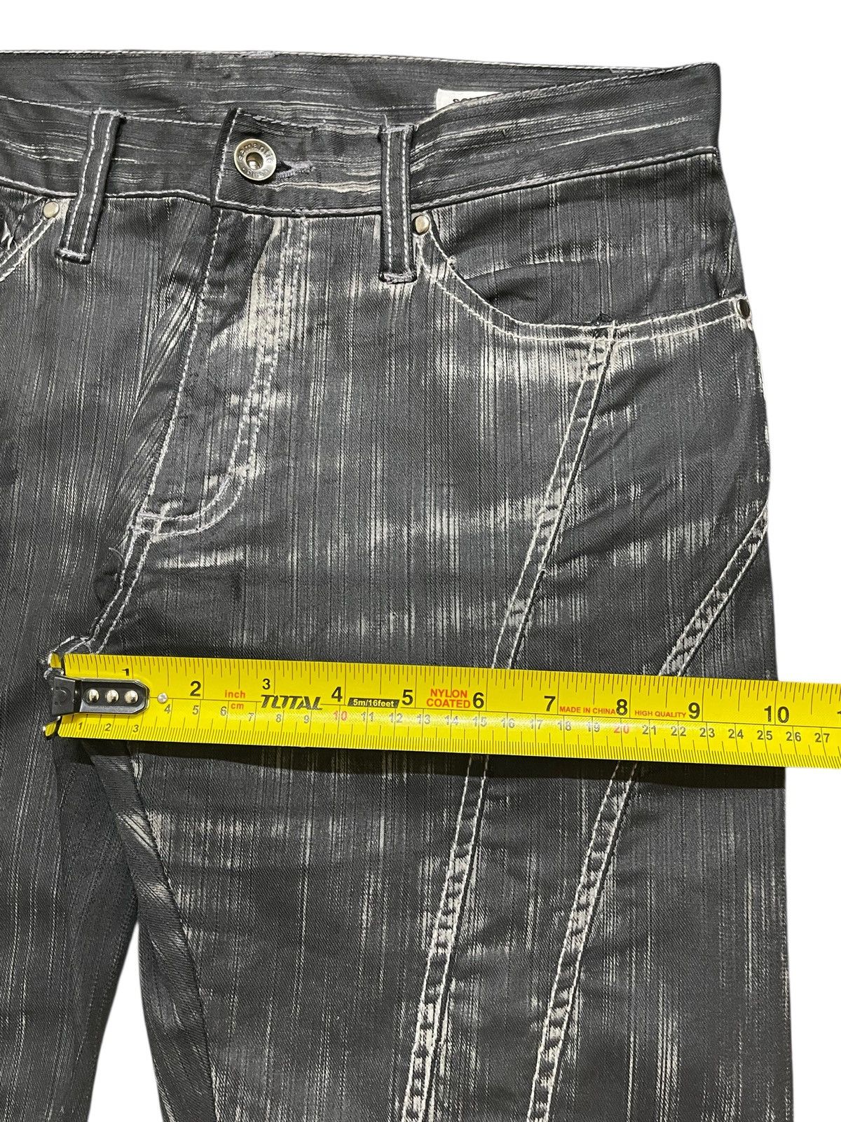 In The Attic Vintage Japan In The Attic Faded Wash Spiral Flocked Flare Size US 29 - 15 Thumbnail