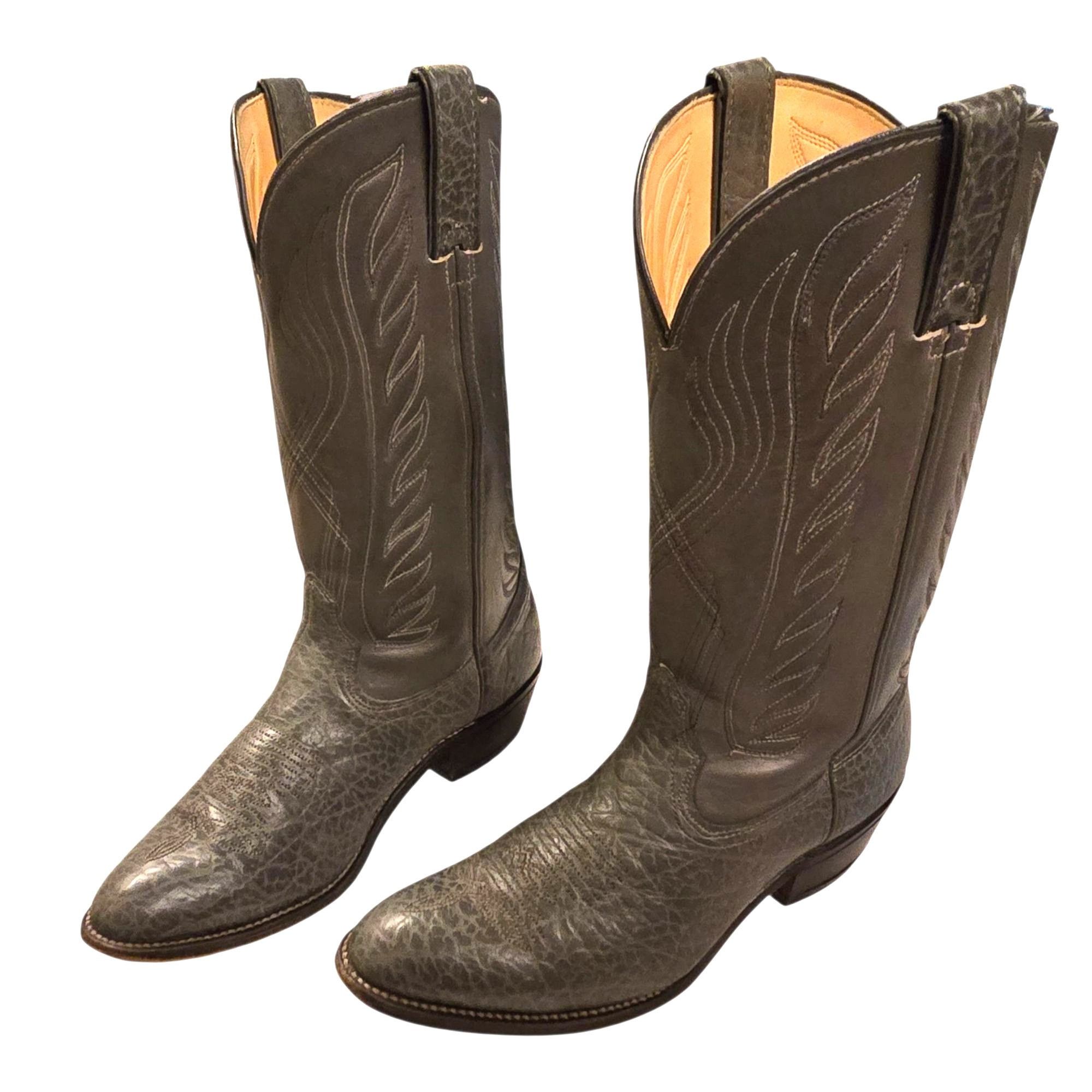 Other Gray Leather Cowboy Boots Vintage Mens 11 B Narrow Width Cou Size US 11 / EU 44 - 6 Thumbnail