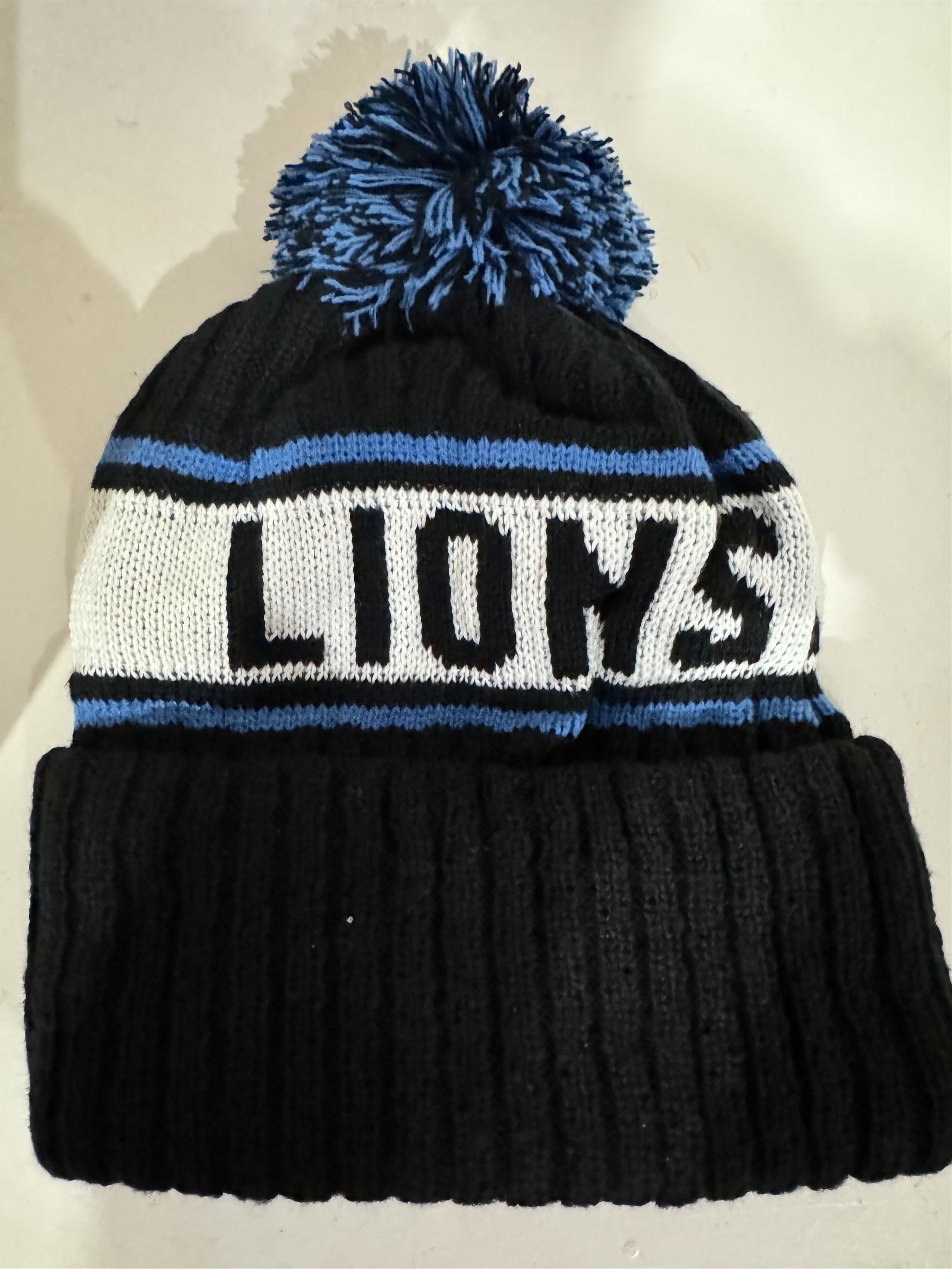 New Era NFL Detroit Lions Beanie Cuffed BLACK KNIT POMPOM Size ONE SIZE - 3 Thumbnail