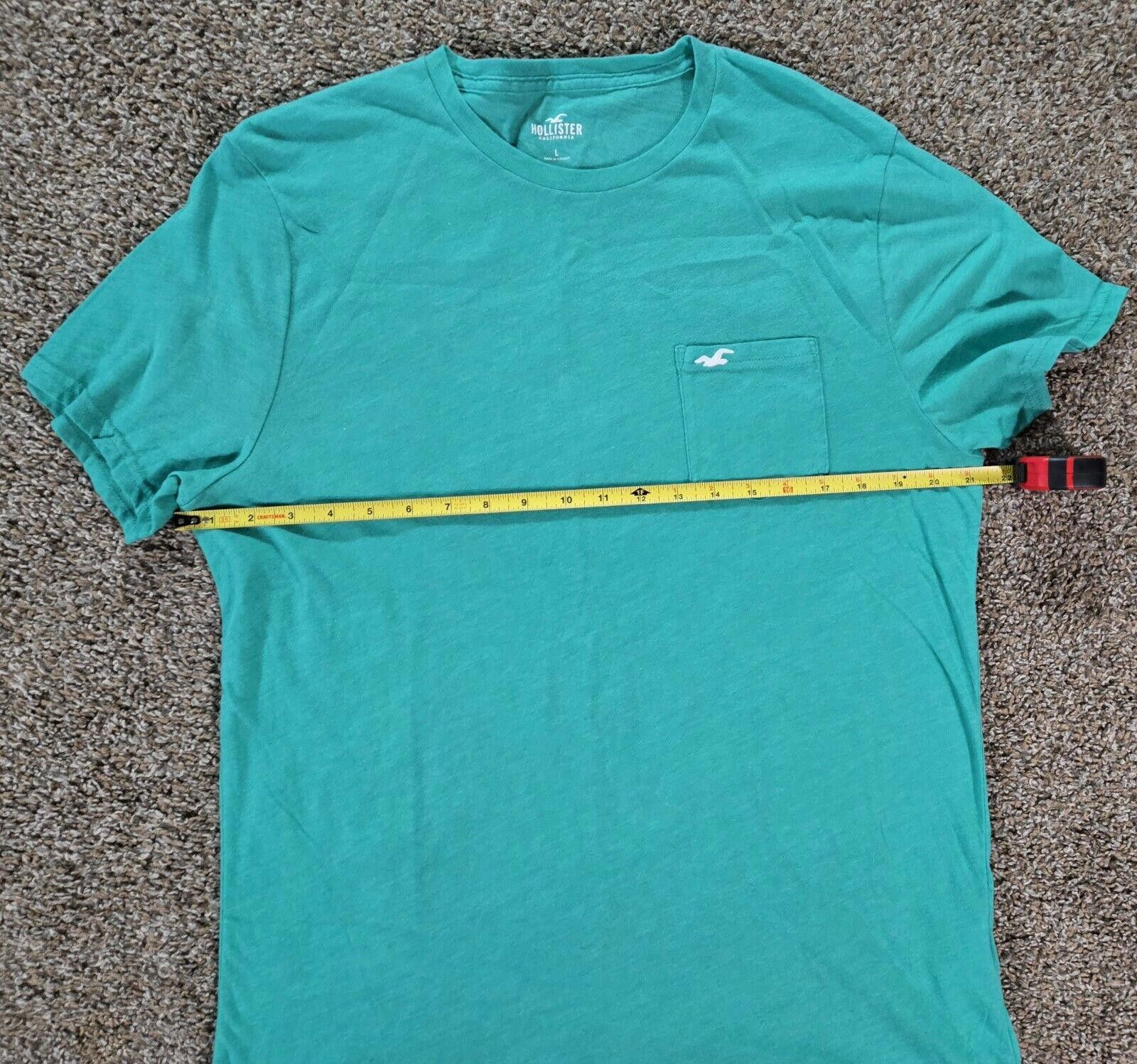 Designer Teal Crew Neck Holister Pocket T-Shirt Size Large Size US L / EU 52-54 / 3 - 3 Thumbnail