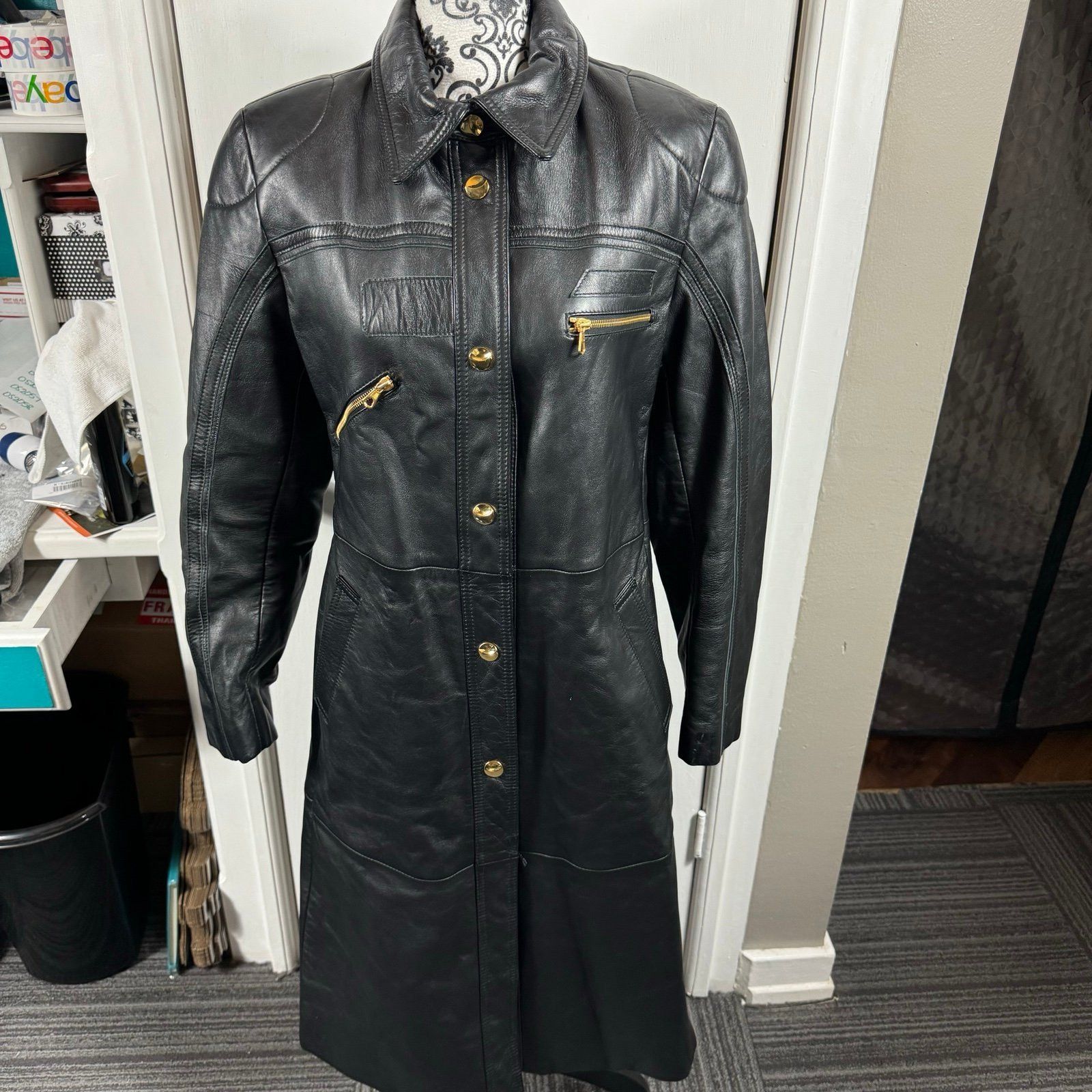 Mandelli Enrico Mandelli Black Long Sleeve Pockets Snap Front Classi Size M / US 6-8 / IT 42-44 - 1 Thumbnail