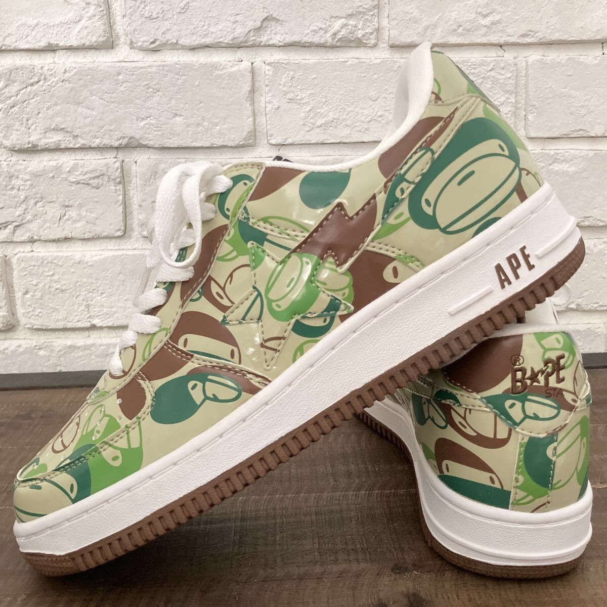 BAPESTA patent leather sneakers Milo camo a bathing ape BAPE