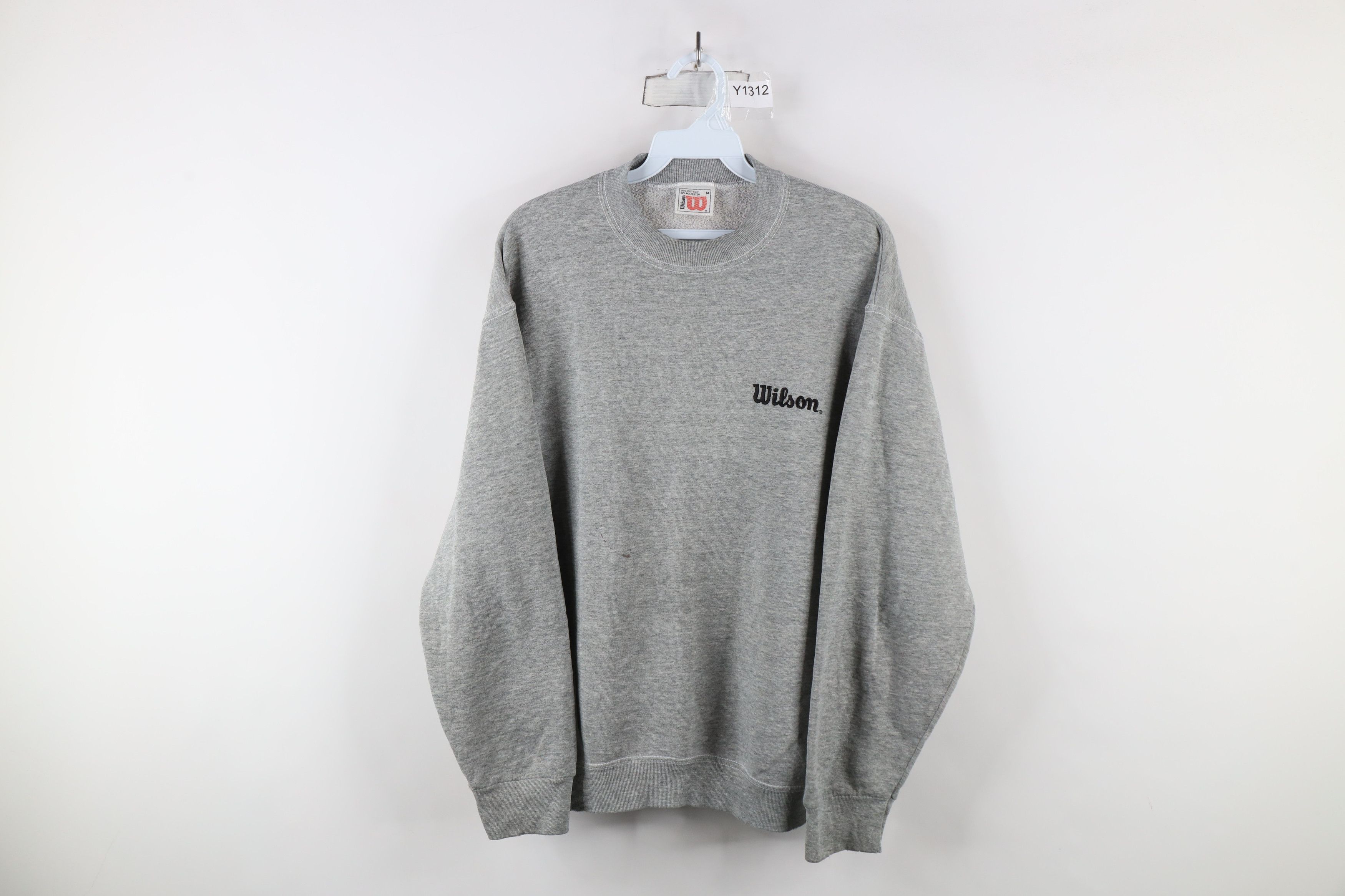 Vintage Vintage 90s Wilson Spell Crewneck Sweatshirt Heather Gray Size US M / EU 48-50 / 2 - 1 Thumbnail
