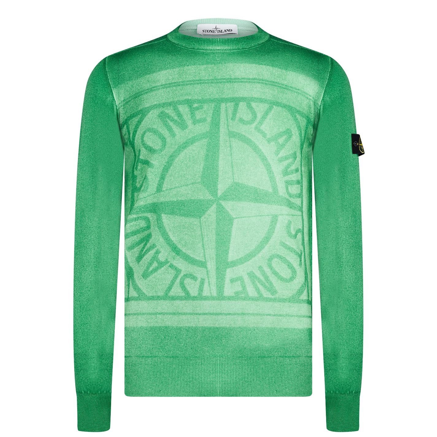 Stone Island Stone Island Compass Motif Sweater Green Men's Size M Size US M / EU 48-50 / 2 - 2 Thumbnail