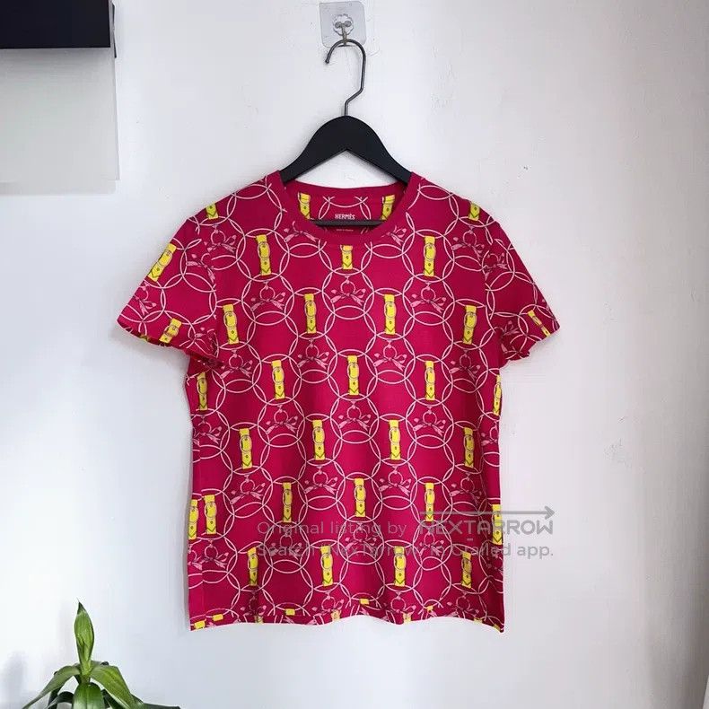 Hermes Hermes Rose red short-sleeved shirt, 100% cotton Size XS / US 0-2 / IT 36-38 - 2 Thumbnail