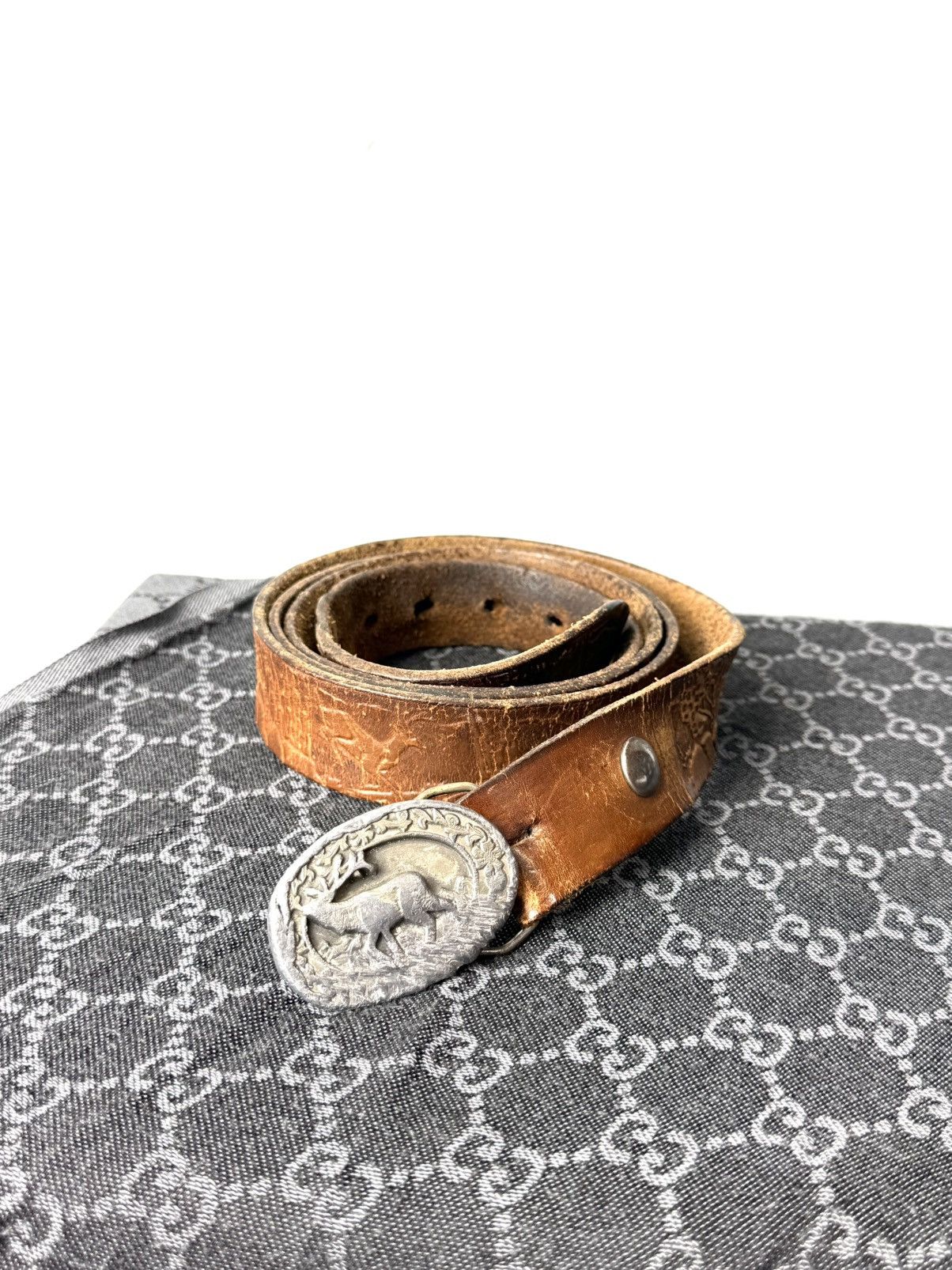 American Apparel Rare Vintage 1985 Hand Made Deer Leather Belt Western Cowboy Size ONE SIZE - 1 Thumbnail