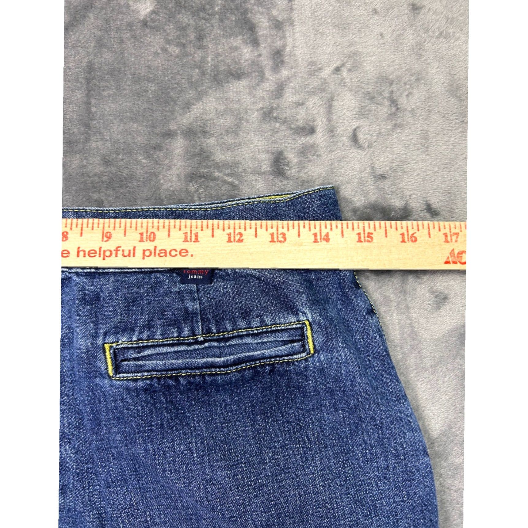 Denime VINTAGE Tommy Jeans Skirt Maxi Slit Denim 9 Womens USA Made Blue 90s Classic Zipper Pockets Logo High Rise Solid Long Machine Washable Juniors Size 30" / US 8 / IT 44 - 6 Thumbnail