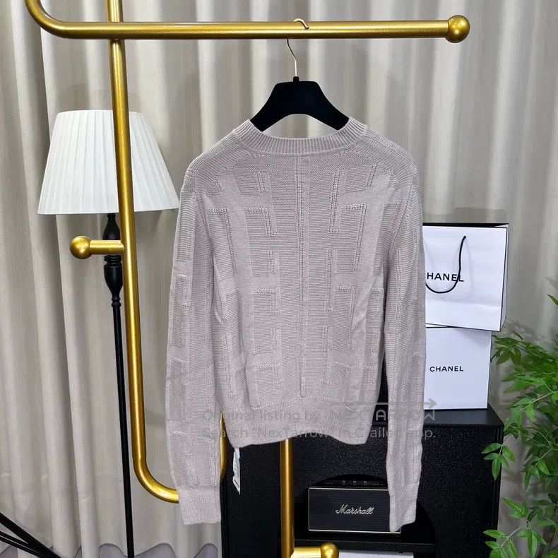 Hermes Hermes Light Brown All-Over Printed Knit Sweater Size XXS / US 00 / IT 34 - 6 Thumbnail