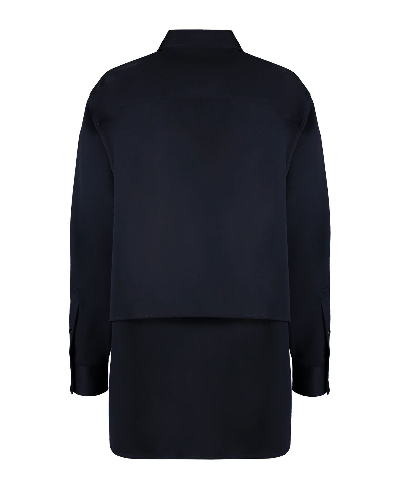 Bottega Veneta o1s1rm0326 Grain De Poudre Double Layer Shirt in Blue Size US S / EU 44-46 / 1 - 2 Thumbnail