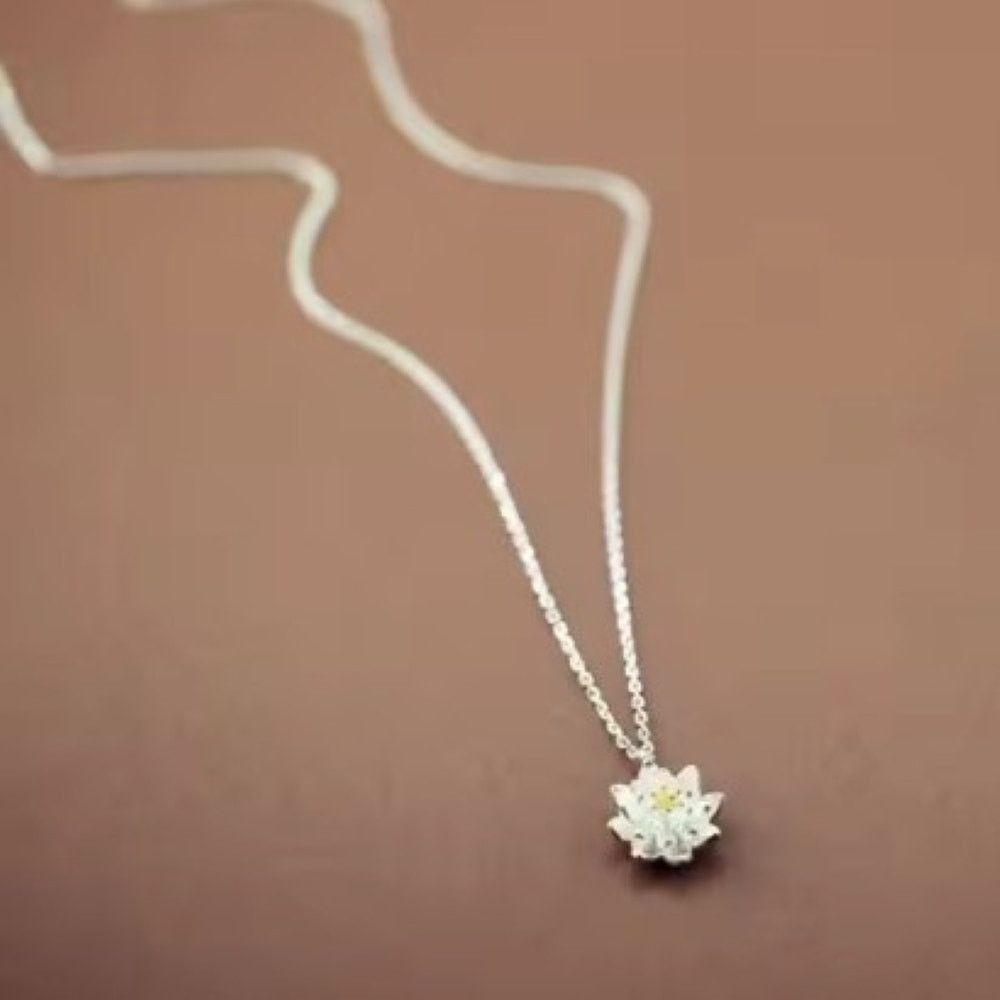 Other Sterling Silver Lotus Flower Necklace | Adjustable 17 Inch Size ONE SIZE - 3 Thumbnail