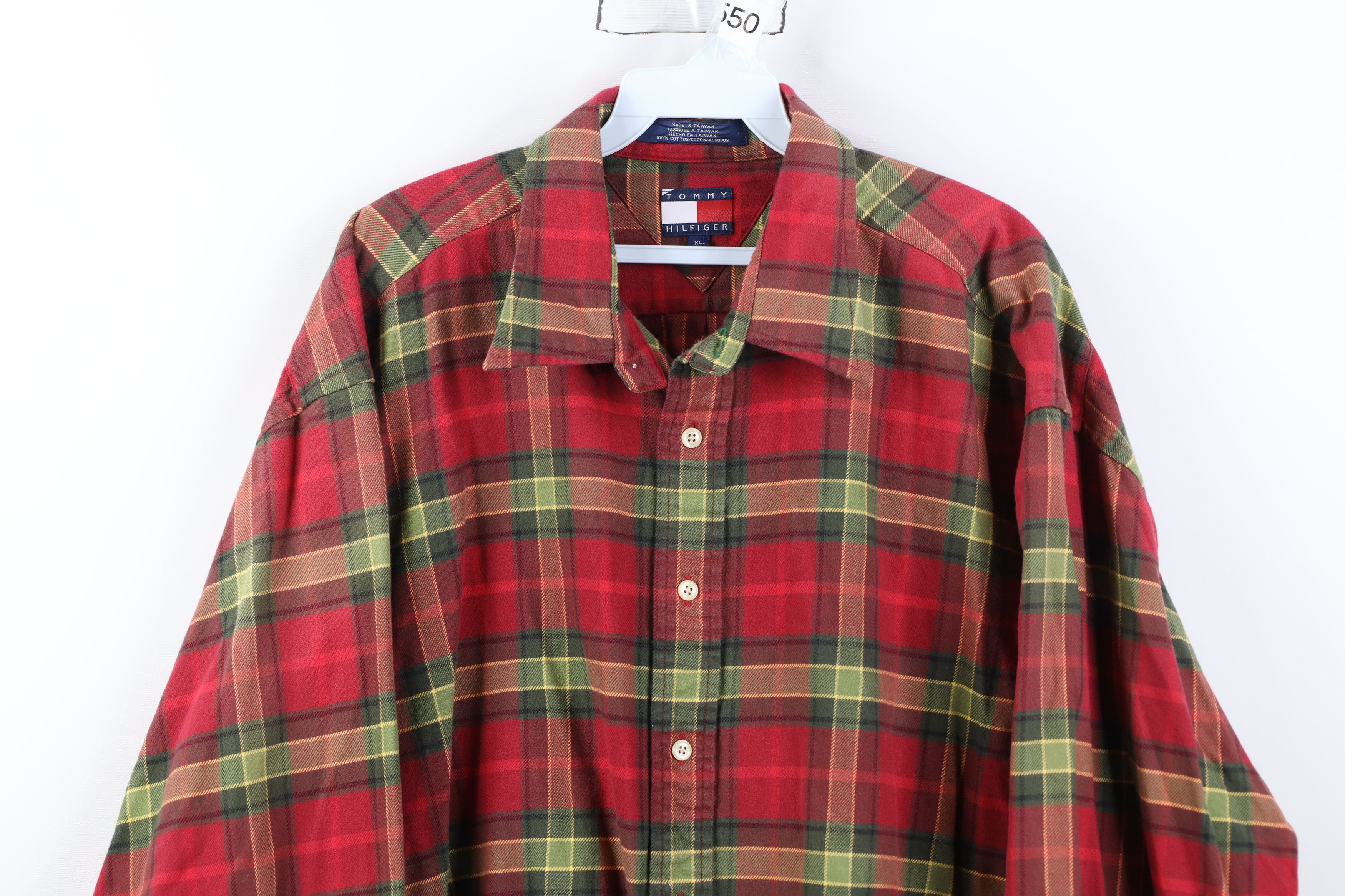 Tommy Hilfiger Vintage 90s Tommy Hilfiger Heavyweight Button Shirt Plaid Size US XL / EU 56 / 4 - 2 Thumbnail