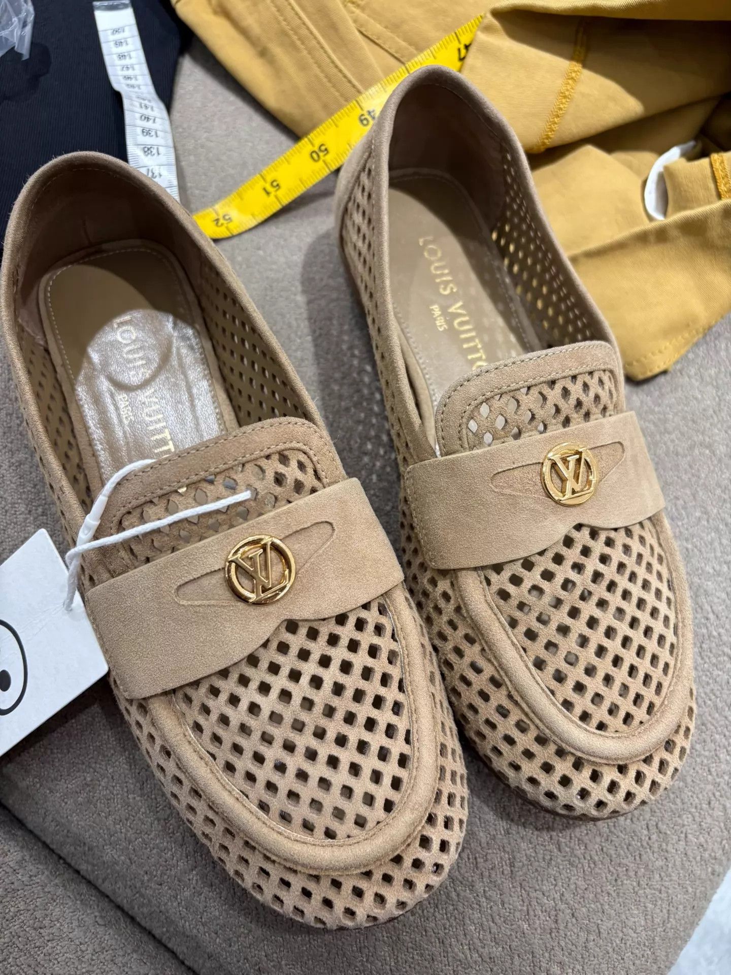 Louis Vuitton Louis Vuitton Beige Suede Perforated Loafer Size US 7 / IT 37 - 1 Thumbnail