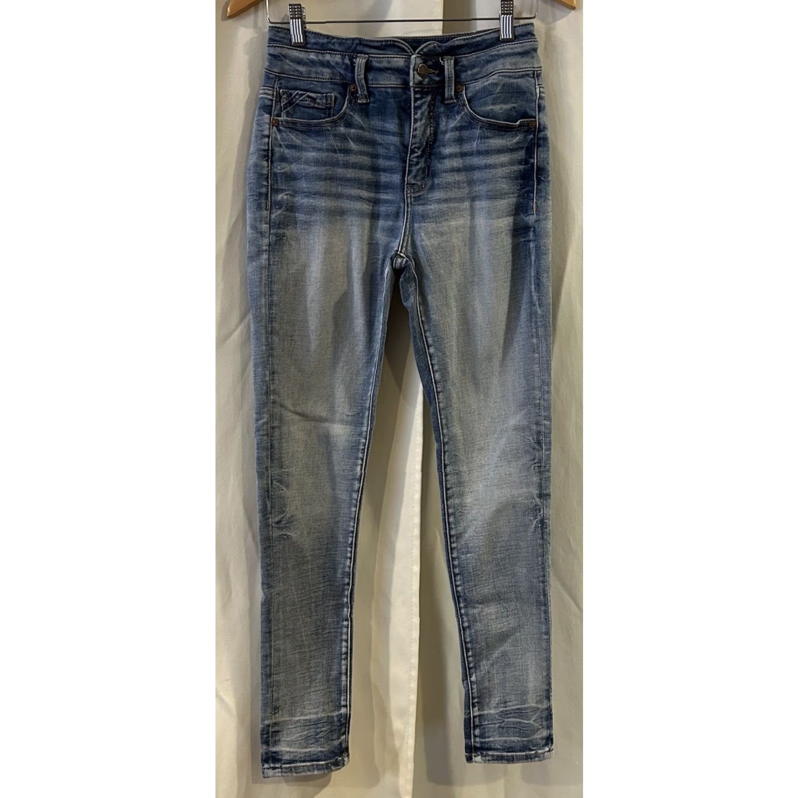 Vintage Buckle Women’s Jeans Skinny City Rock Logo Blue Denim 27x29 Mid Rise 8.5-10.5 Inseam 29 Zip Button Regular Womens Size 27" / US 4 / IT 40 - 2 Thumbnail