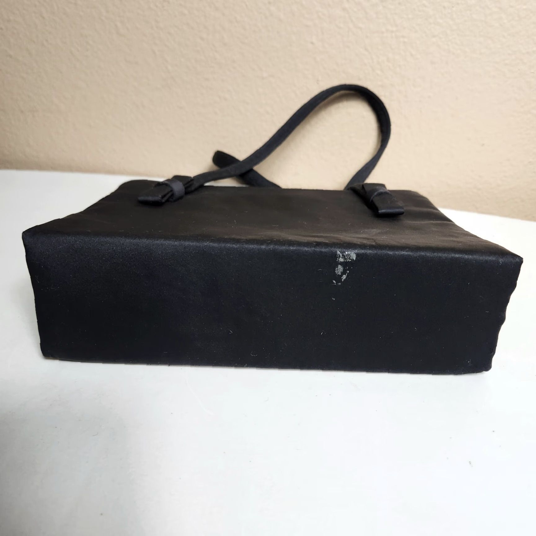 Vintage VINTAGE After Five Black Satin Structured Evening Bag w/Attached Coin Purse 1950s Women’s Satin Evening Bag Size ONE SIZE - 7 Thumbnail