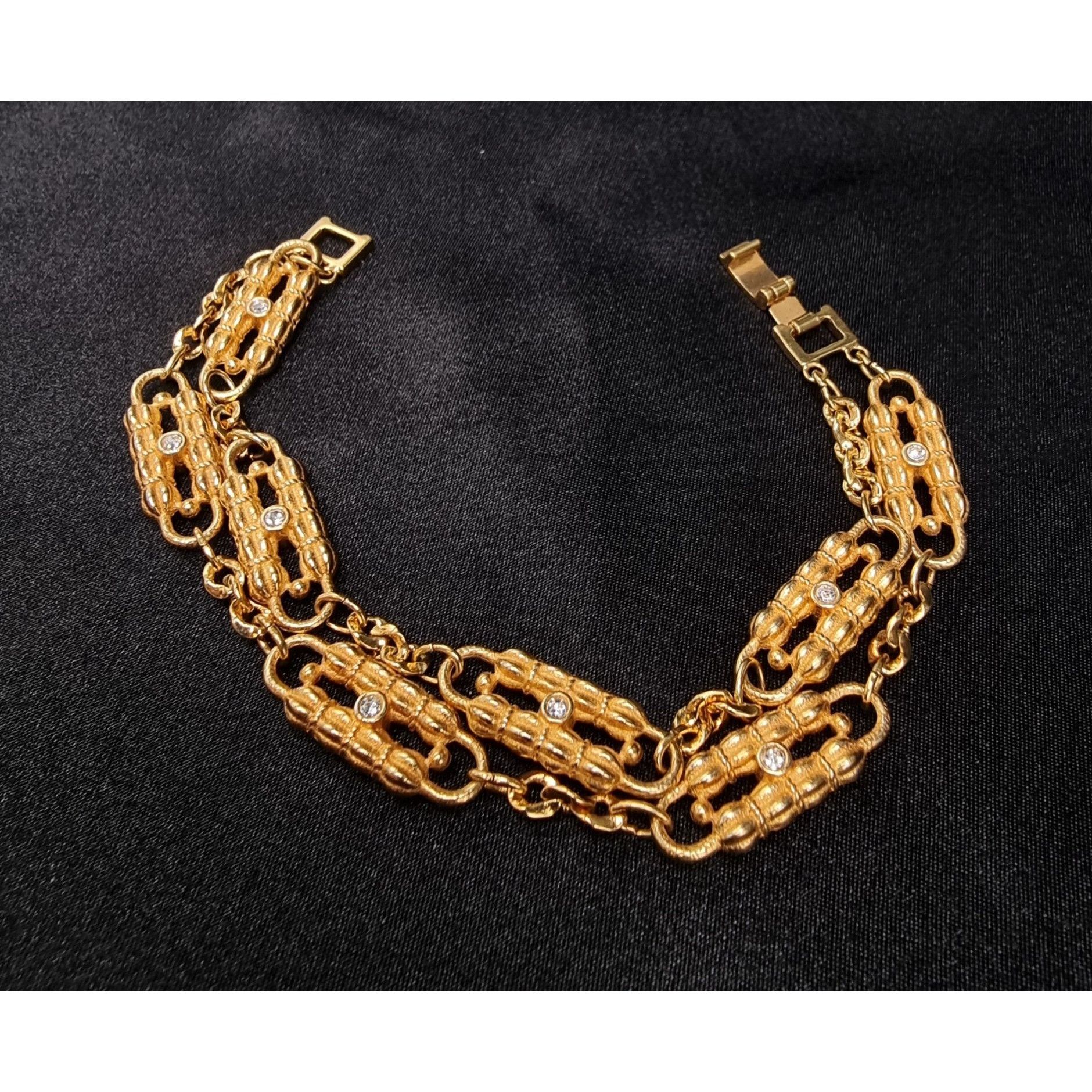 Vintage Vintage JBK Gold-Tone Chain Link Bracelet With Rhinestone Ac Size ONE SIZE - 3 Thumbnail