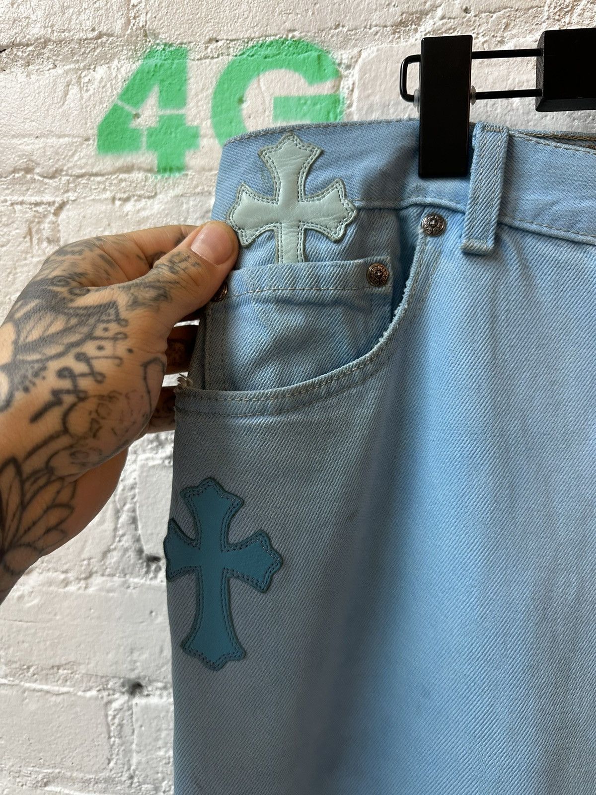 Chrome Hearts × Drake × Levi's DRAKE PERSONAL CHROME HEARTS CROSS PATCH JEANS Size US 40 / EU 56 - 6 Thumbnail
