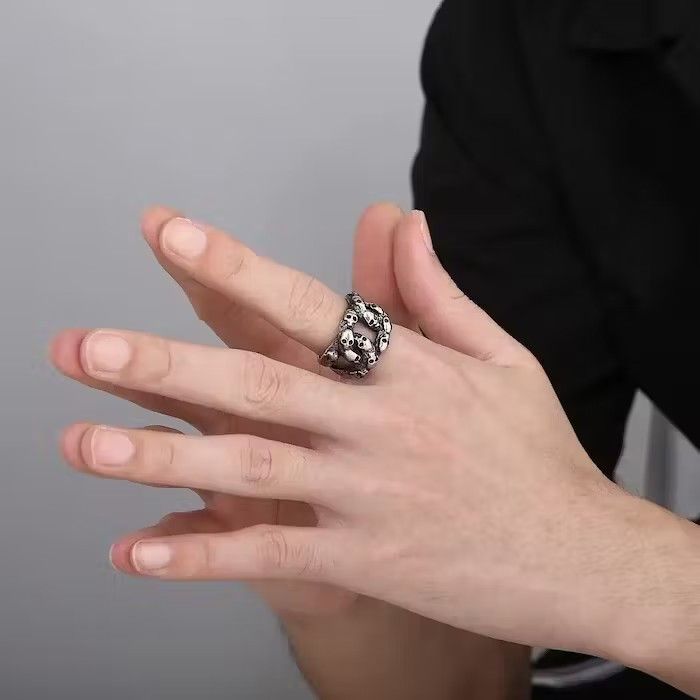 Jewelry Punk Skull Rings Size ONE SIZE - 4 Thumbnail