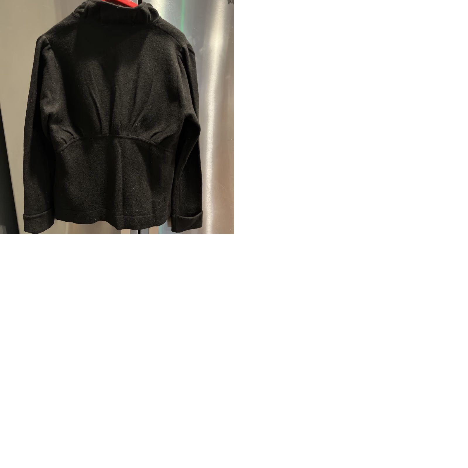 Boston Proper L BLACK Wool PINK ROSES SWEATER Cardigan BUTTON High Collar Jacket Coat Size L / US 10 / IT 46 - 10 Thumbnail