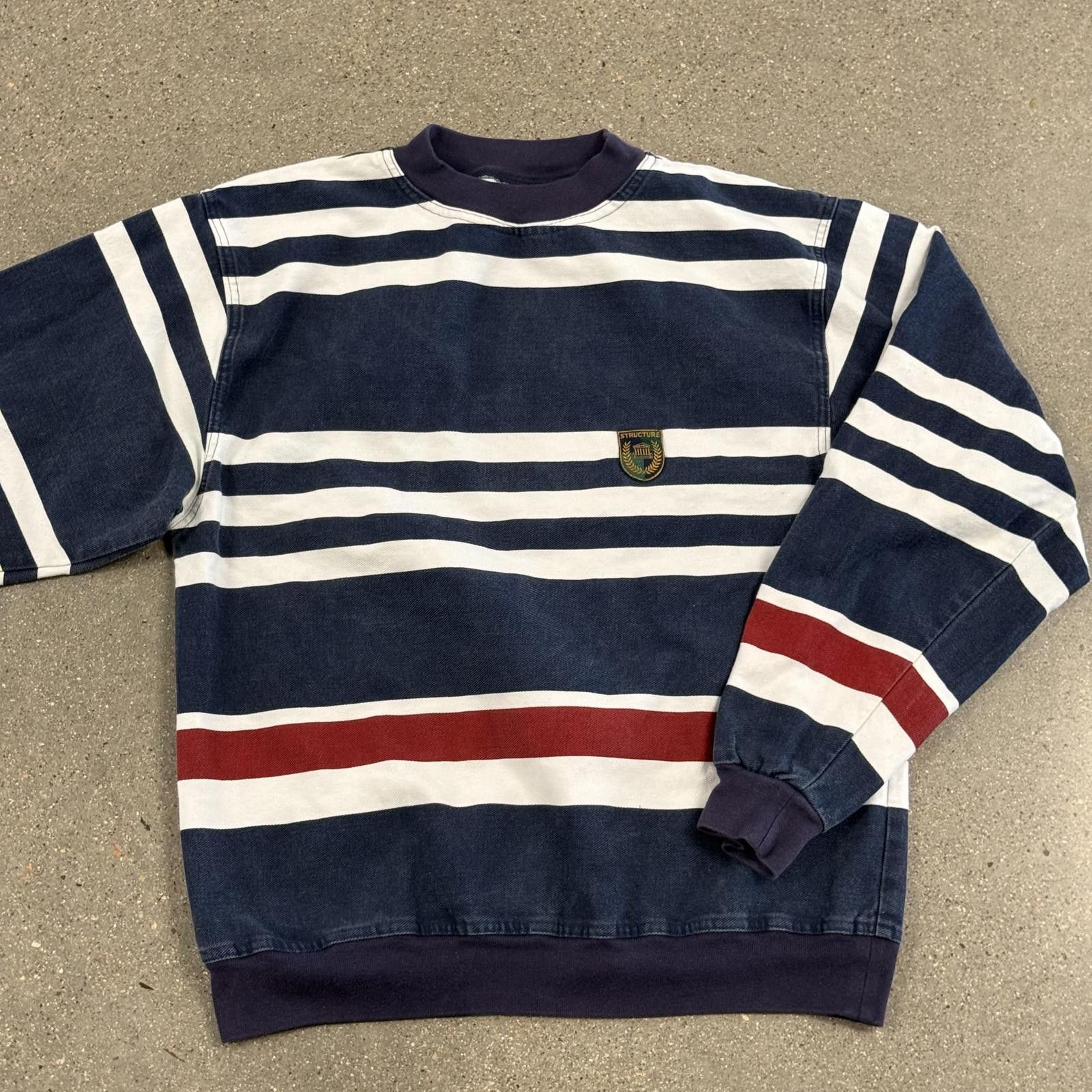 Structure Vintage 90s Structure Multi Striped Sweatshirt RWB Mint Sz M Size US M / EU 48-50 / 2 - 1 Thumbnail