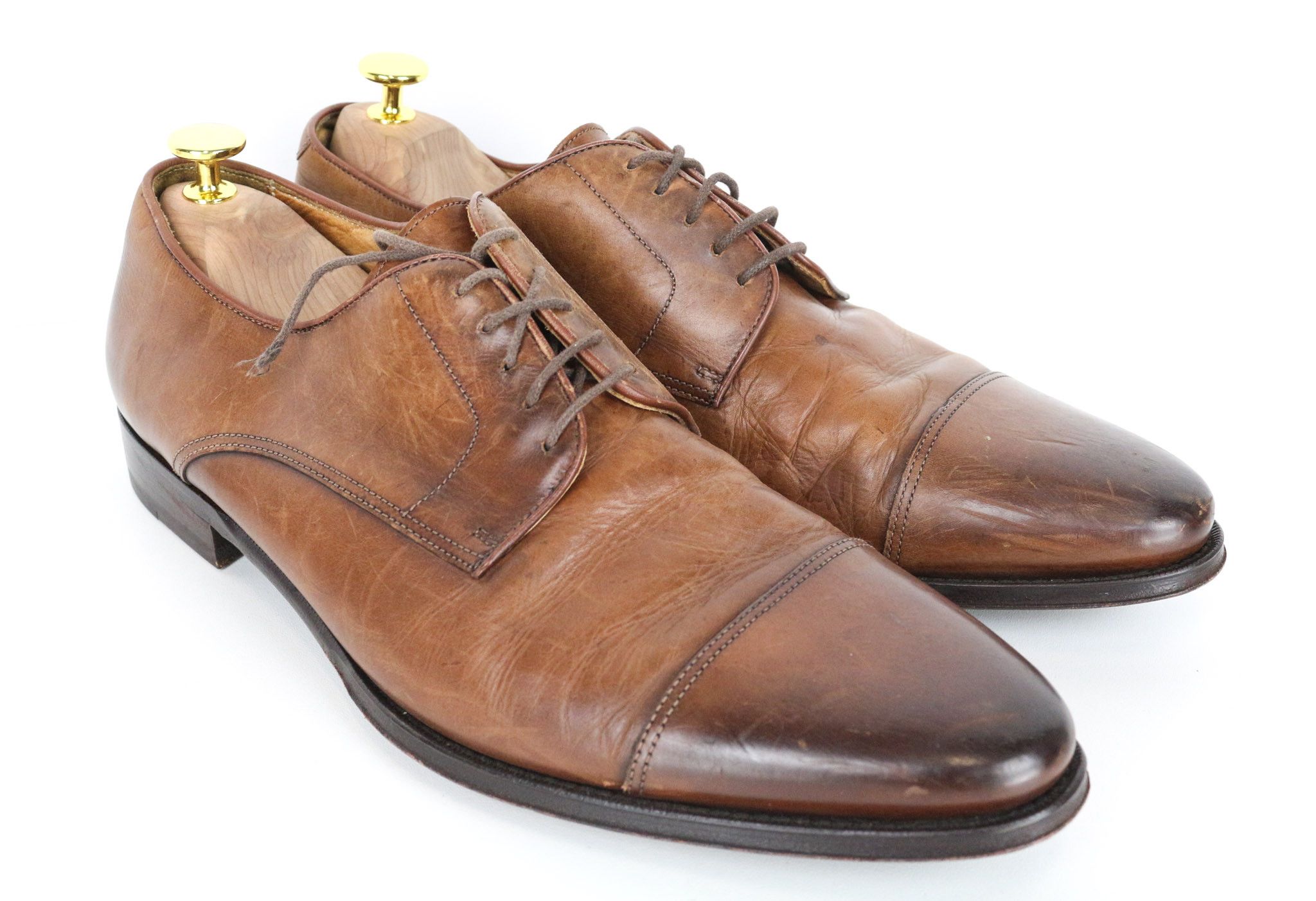 Suitsupply Eu43.5 Mid Brown Leather Low-Top Formal 73054 Shoes, Men's (Size 10.5)