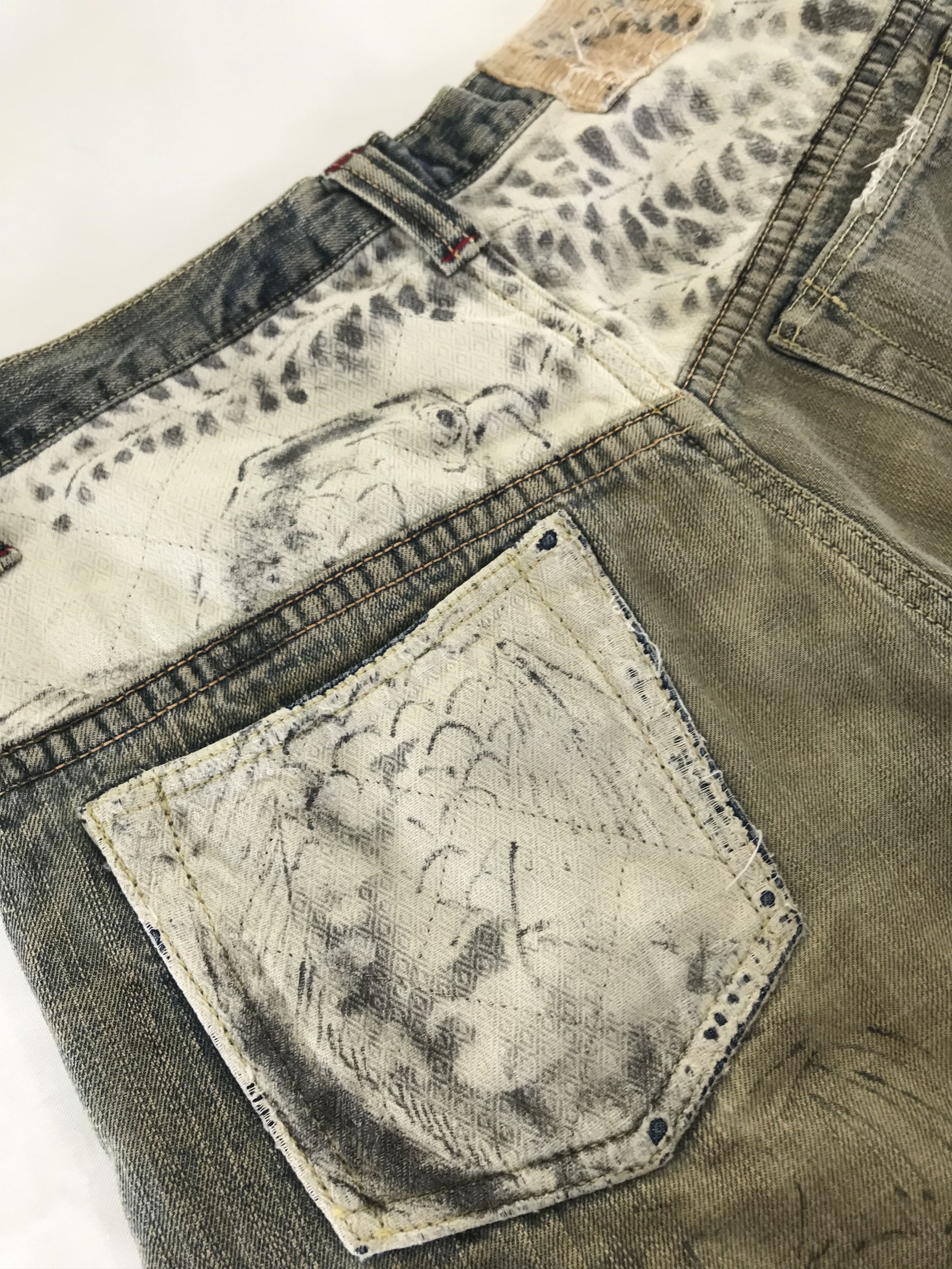 Mizra Jeans Kyoto Vintage Japanese Mizra Mud Washed Sashiko Distressed Jeans Size US 32 / EU 48 - 11 Thumbnail