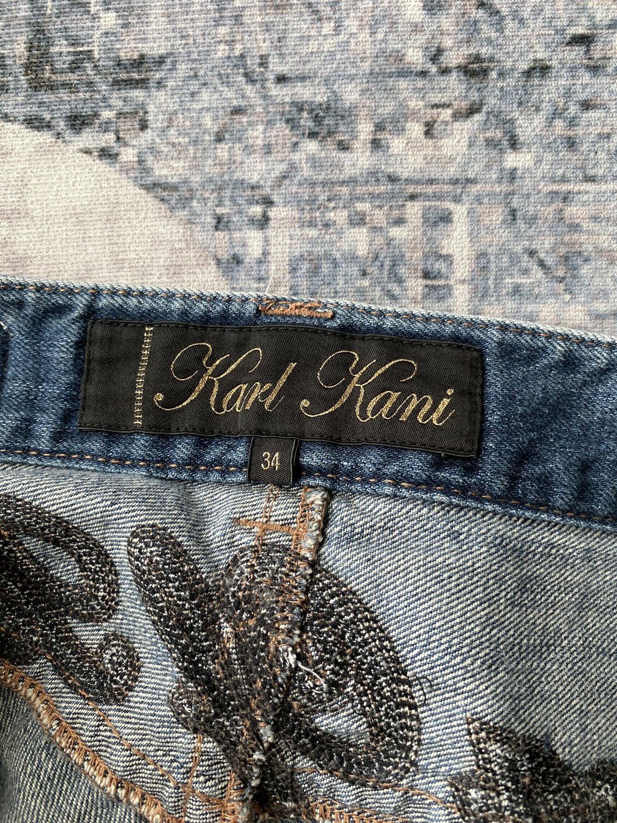 Karl Kani × Vintage Vintage Karl Kani King of Black Studded Baggy Jeans Size US 34 / EU 50 - 17 Thumbnail