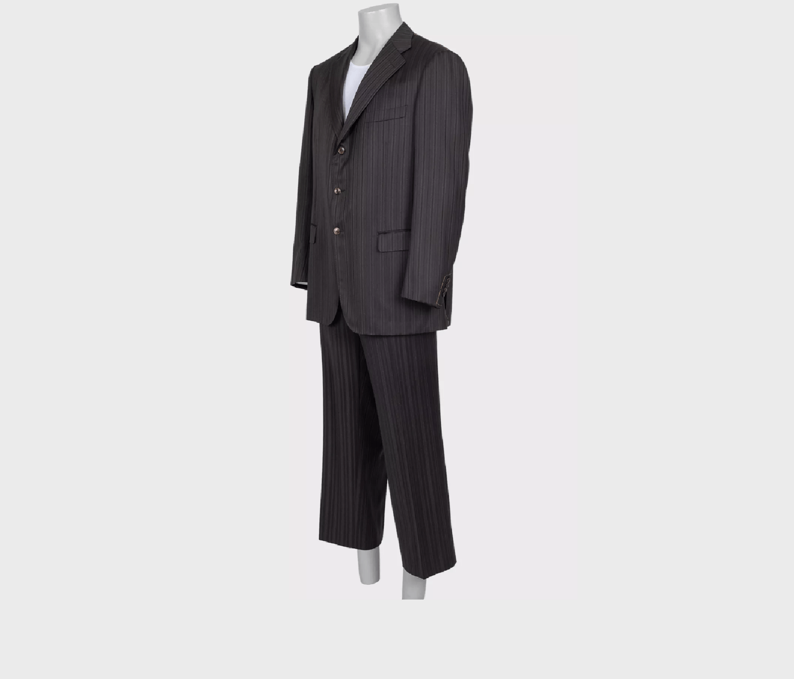 Zilli Zilli Black Striped Wool Suit IT60 4XL Size 54L - 3 Thumbnail